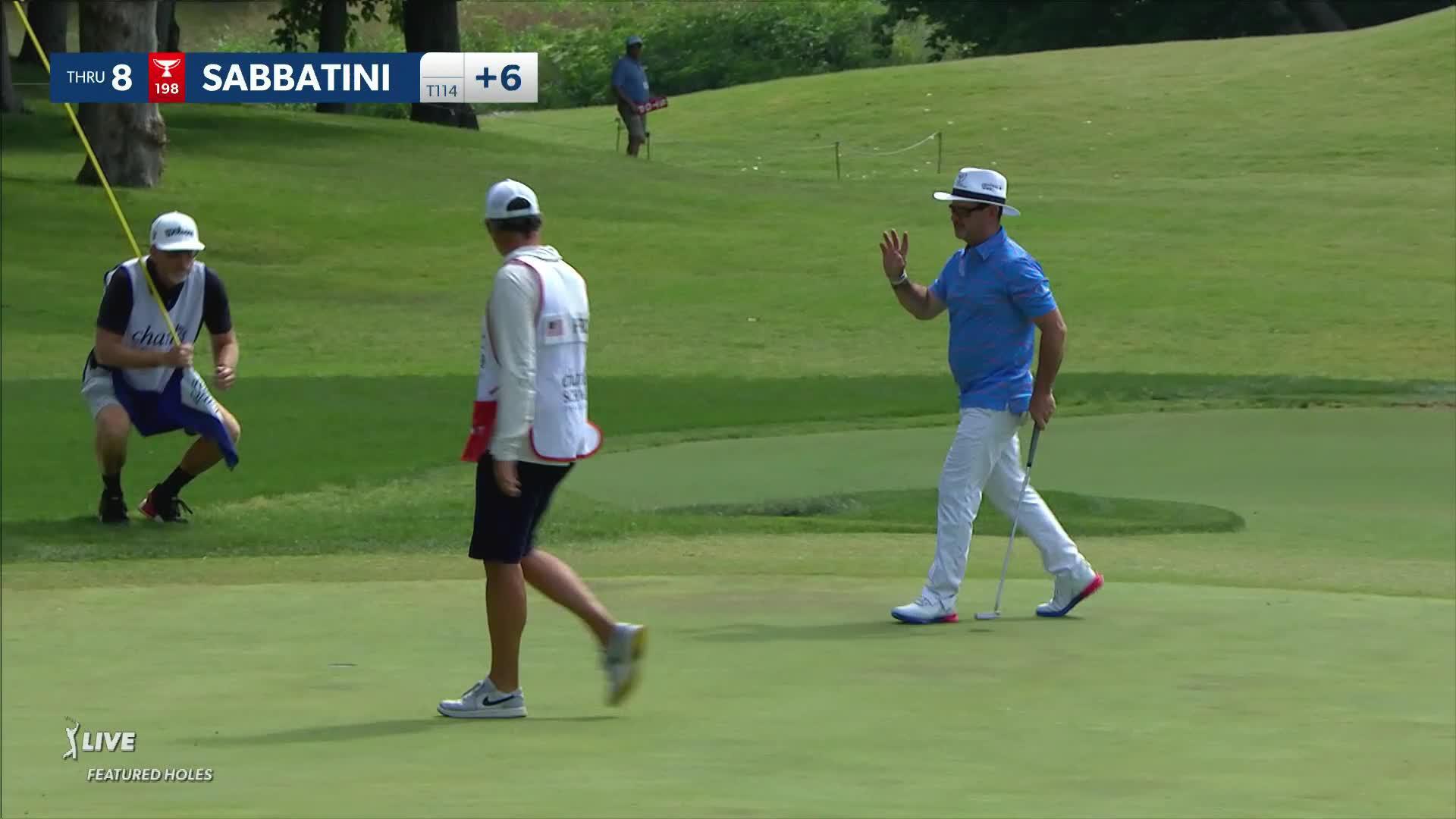 Rory Sabbatini sinks 15-foot birdie putt at Charles Schwab