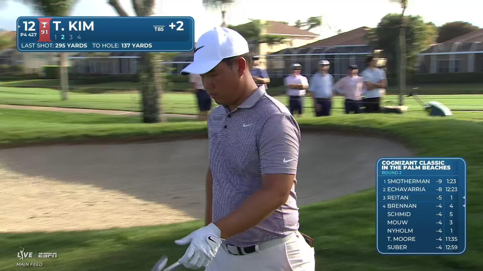 Tom Kim hits 142-yard approach to 17 feet, sets up birdie on No. 12 at Cognizant Classic