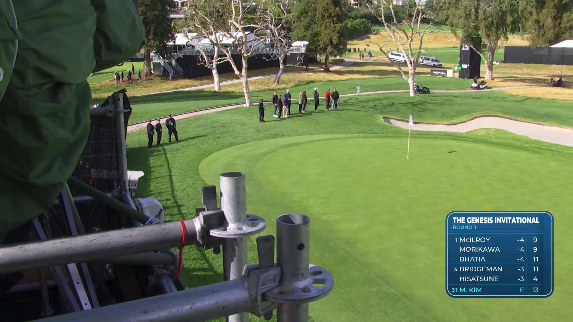 Michael Kim sinks 41-foot birdie putt on No. 14 at The Genesis