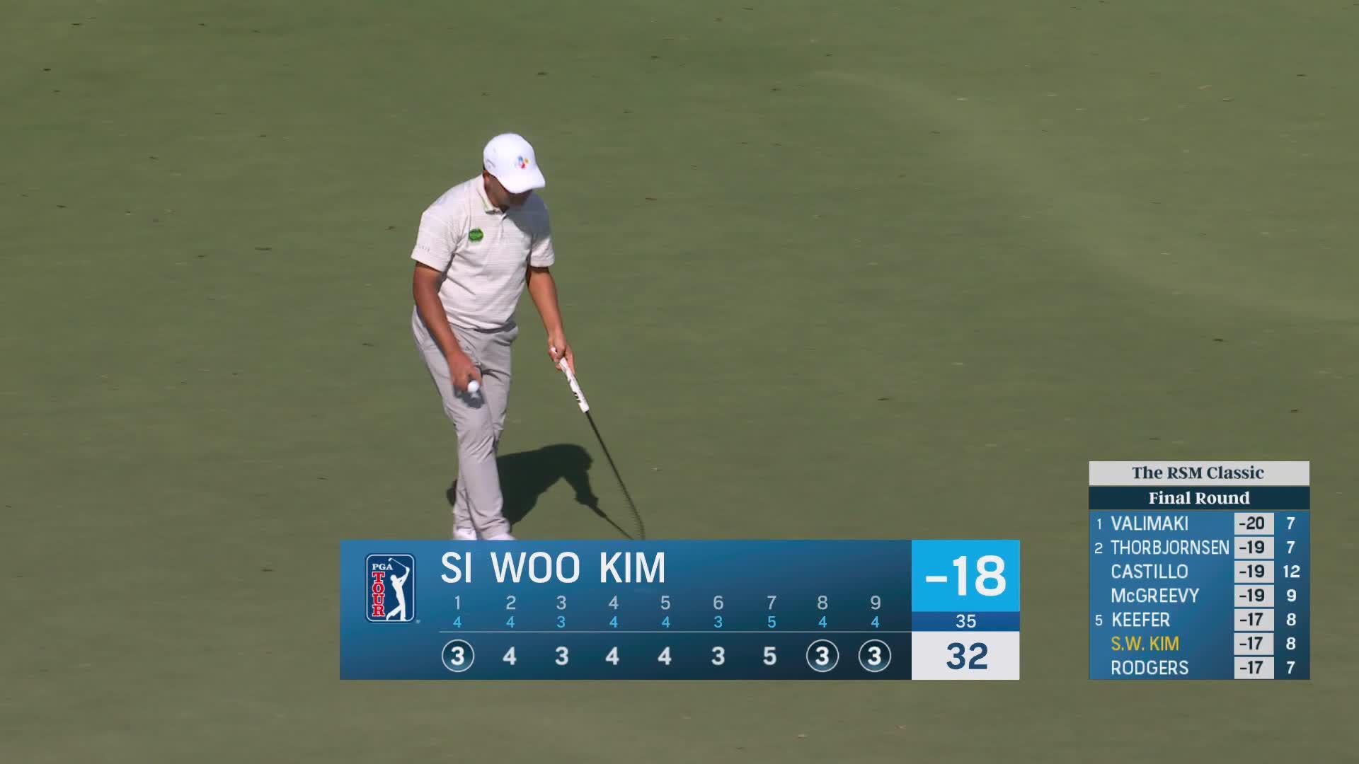 Si Woo Kim sinks 7-foot birdie putt on No. 9 at The RSM Classic