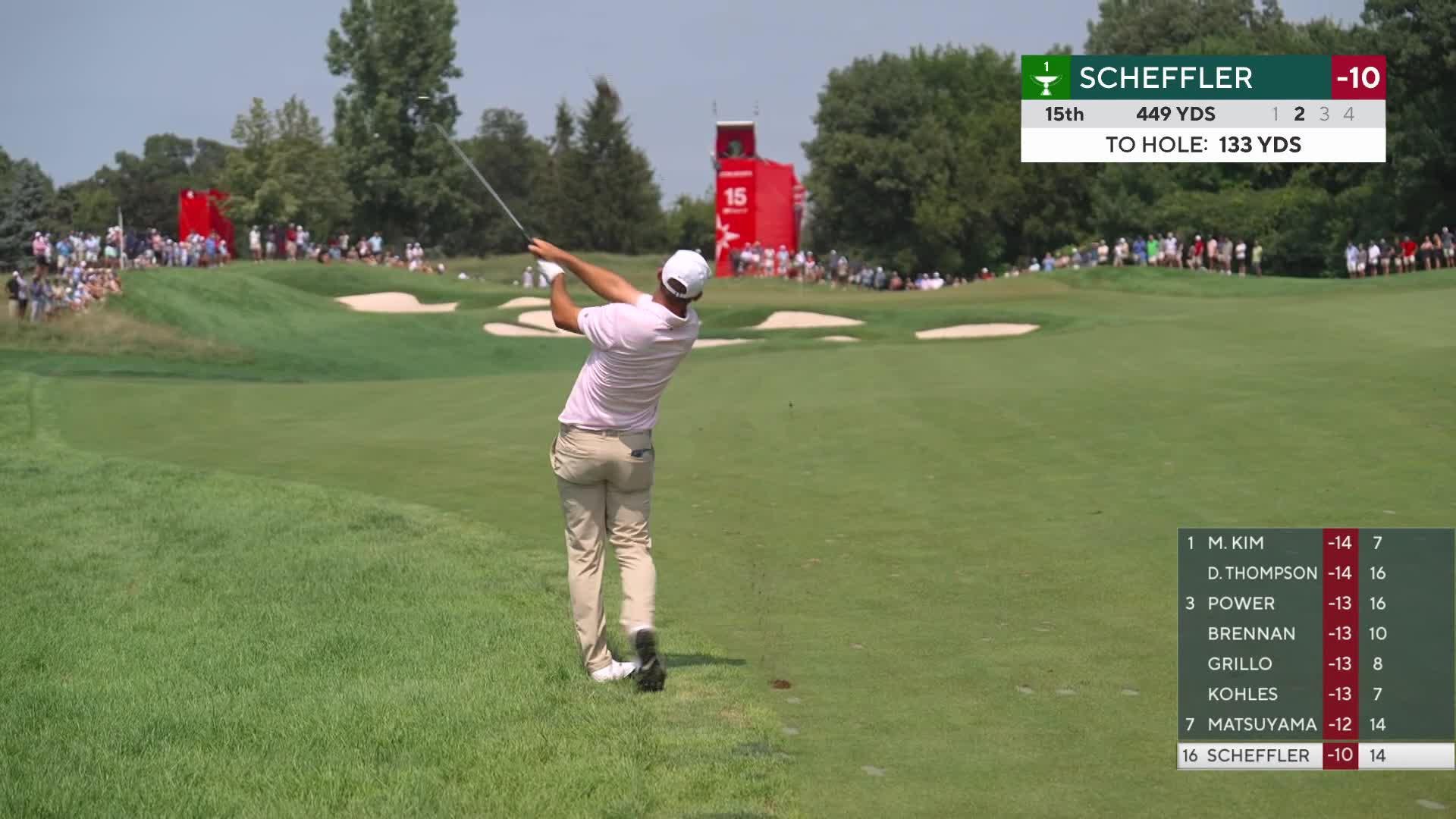 Scottie Scheffler's 134-yard approach sets up birdie on No. 15 at 3M Open