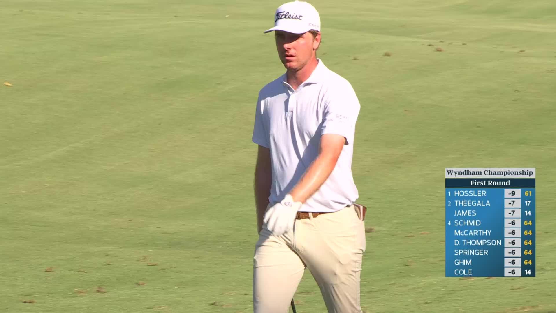 Ryan Gerard gets up-and-down from 109 yards for birdie on No. 17 at Wyndham