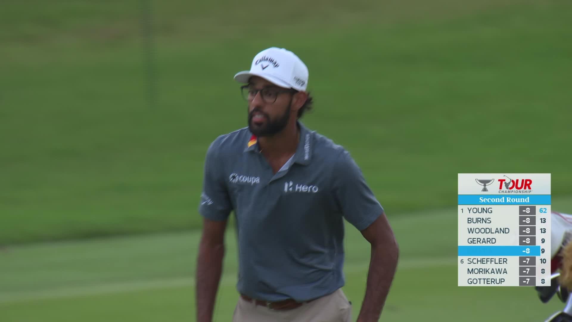 Akshay Bhatia gets up-and-down from 106 yards for birdie on No. 10 at TOUR Championship