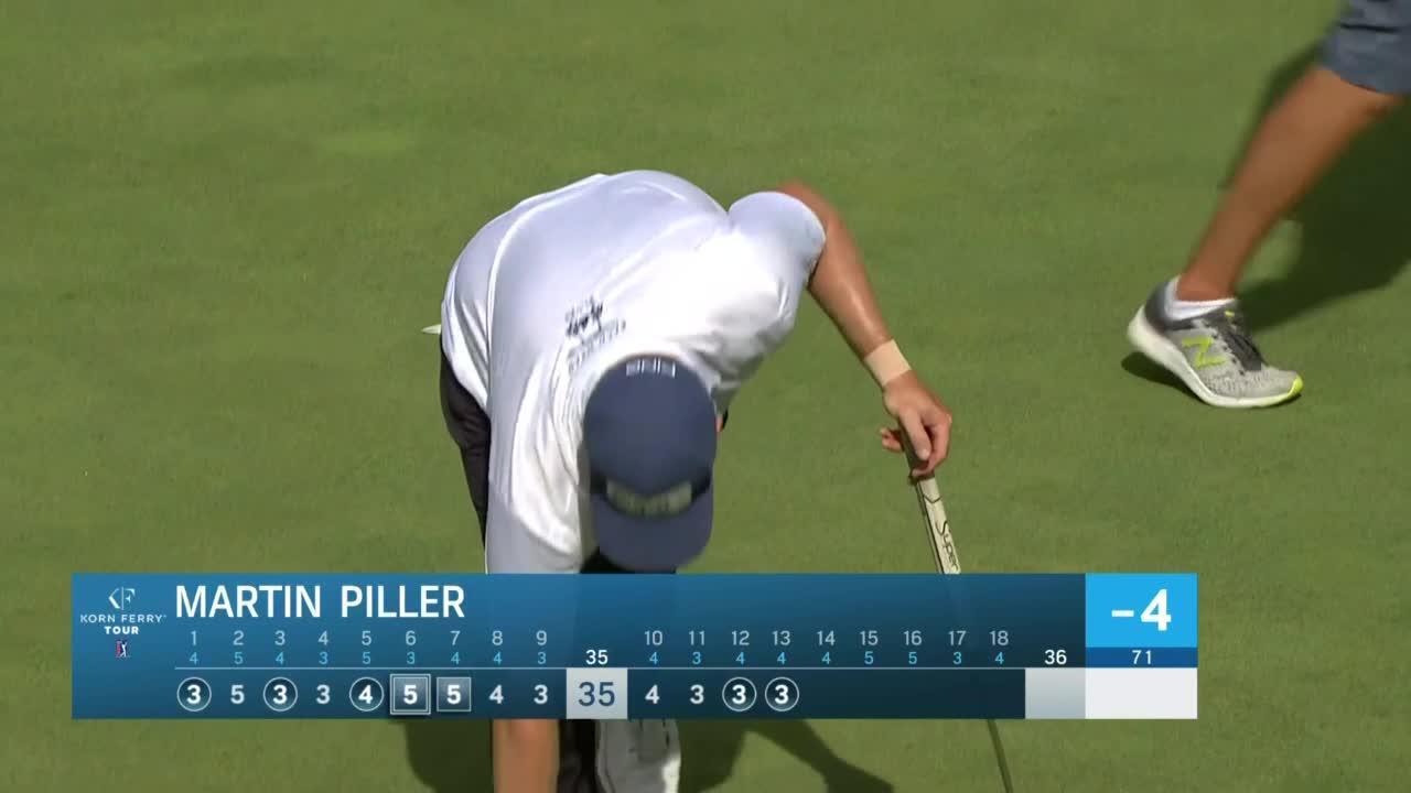 Martin Piller drains long birdie putt at BMW Charity Pro-Am