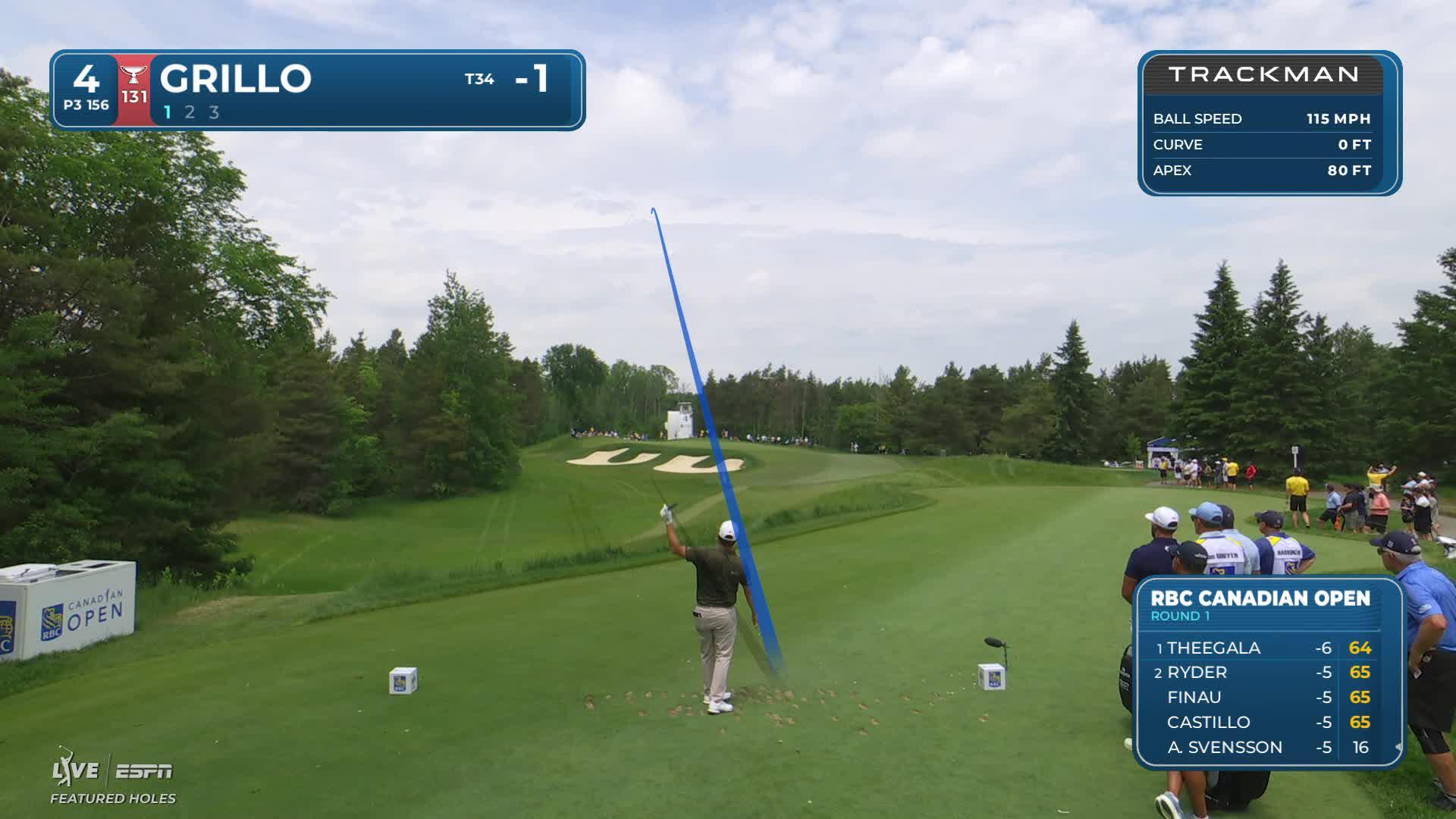 Emiliano Grillo sinks 17-foot putt for birdie on No. 4 at RBC Canadian