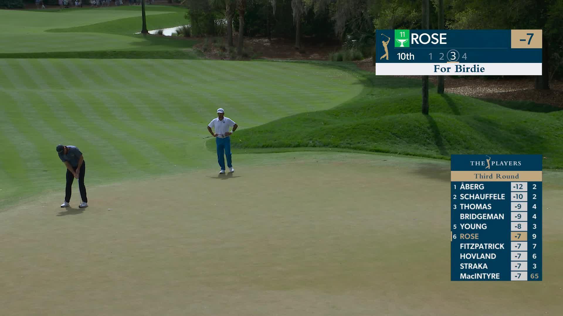 Justin Rose sinks 27-foot birdie putt on No. 10 at THE PLAYERS