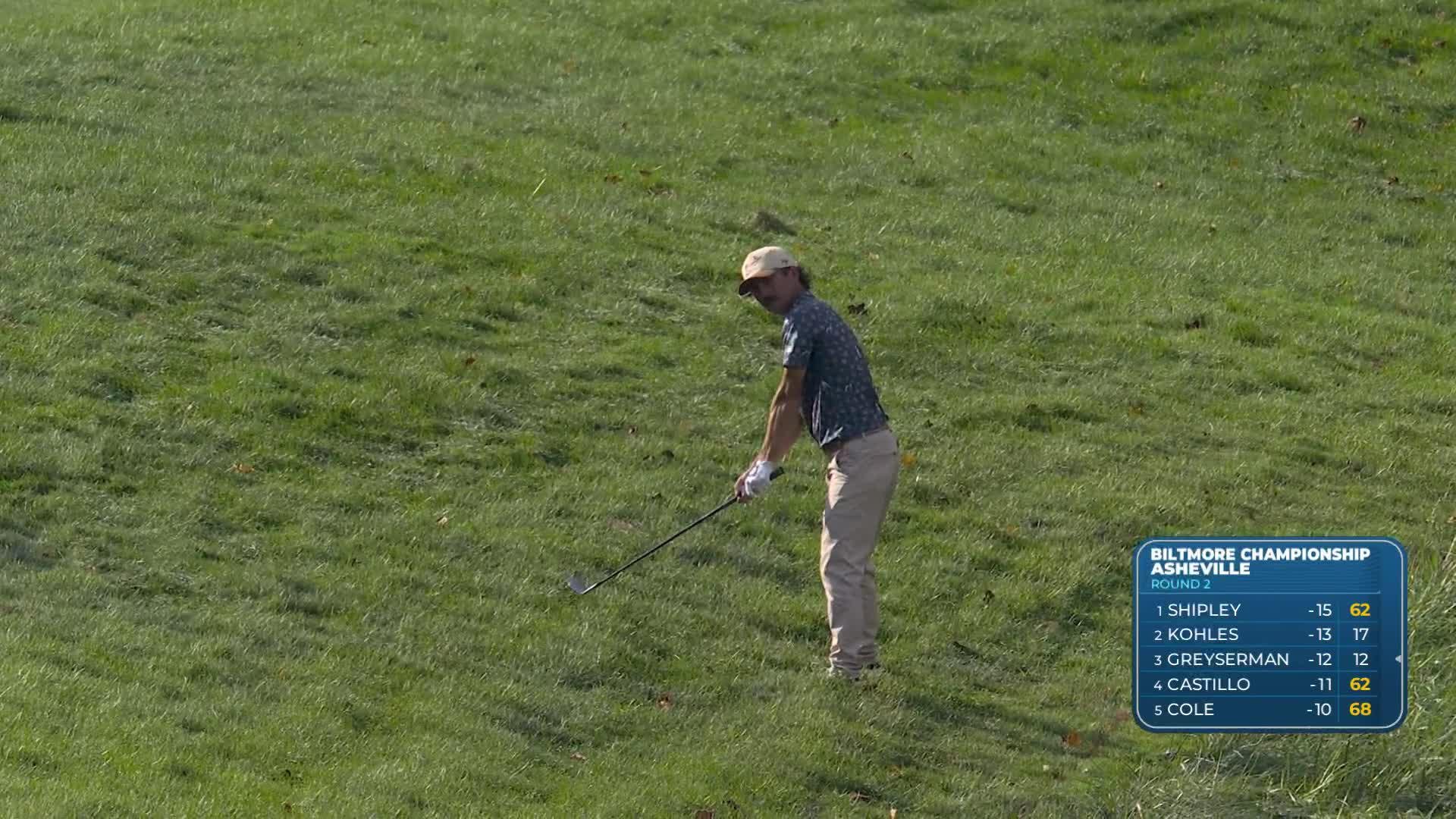 Chandler Phillips holes 26-foot approach for birdie on No. 9 at Biltmore Championship