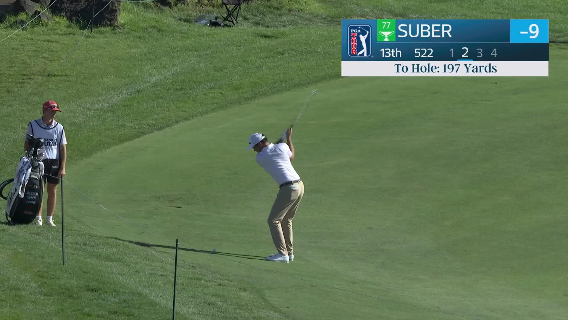 Jackson Suber gets up-and-down from 198 yards for birdie on No. 13 at Bank of Utah
