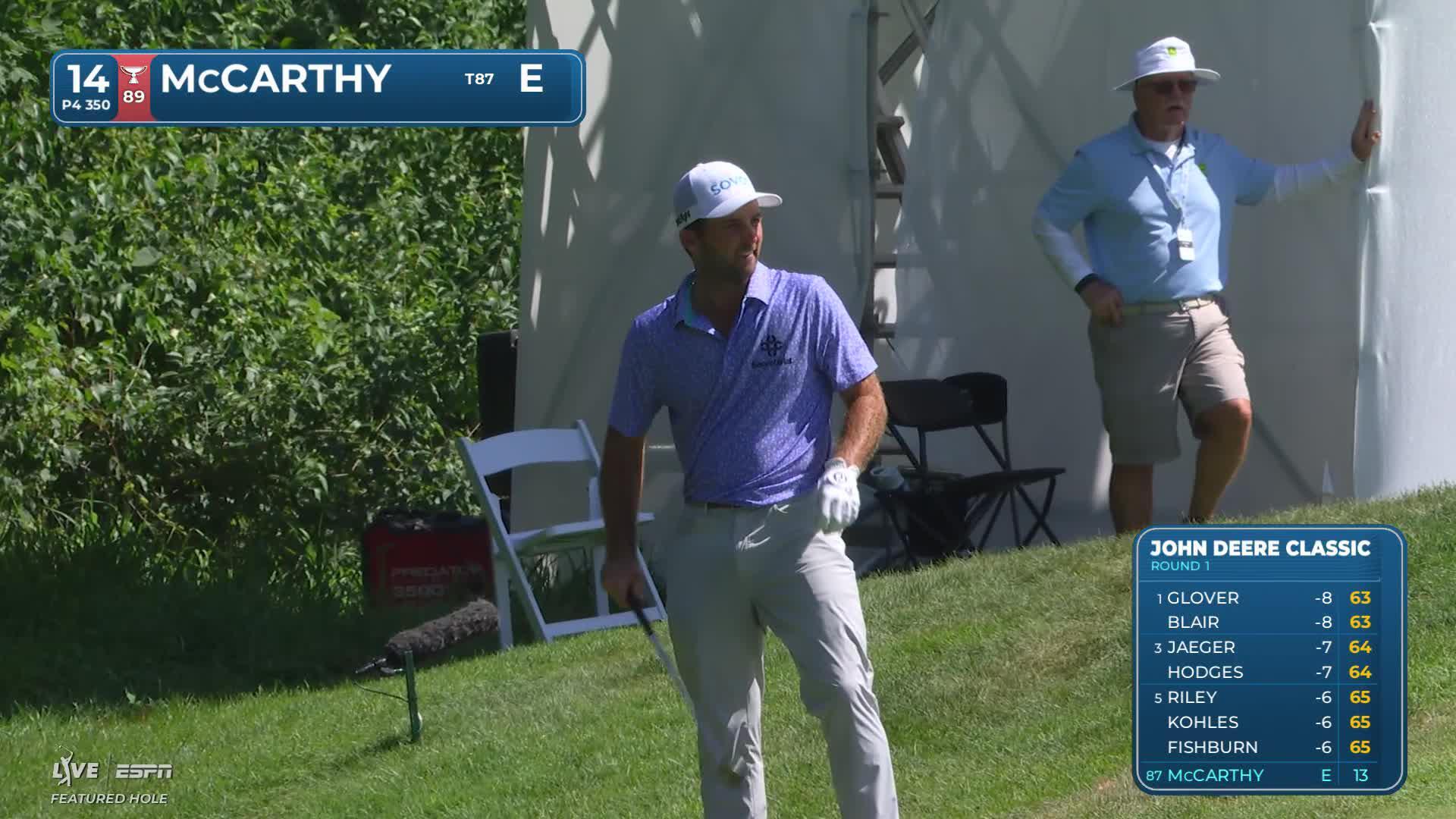 Denny McCarthy taps in for birdie on No. 14 at John Deere