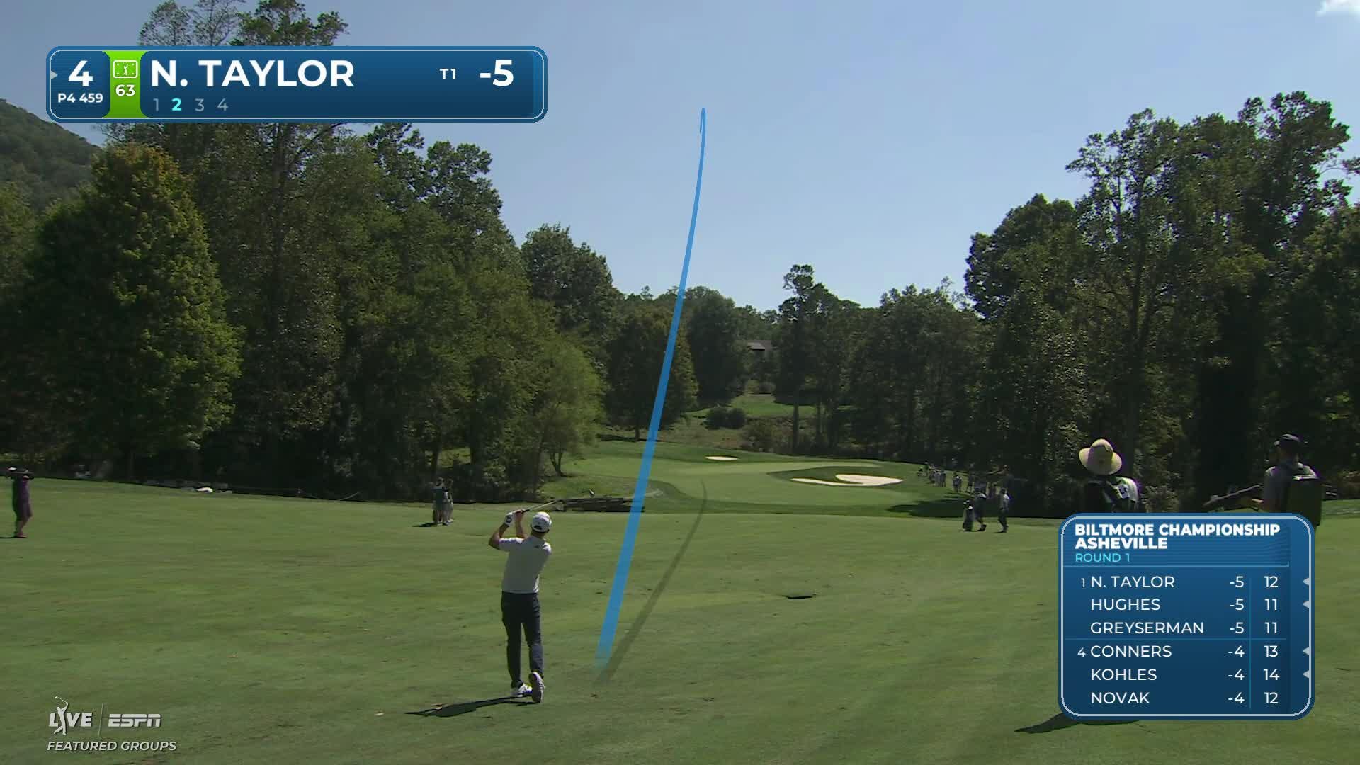 Nick Taylor's 149-yard approach sets up birdie on No. 4 at Biltmore Championship