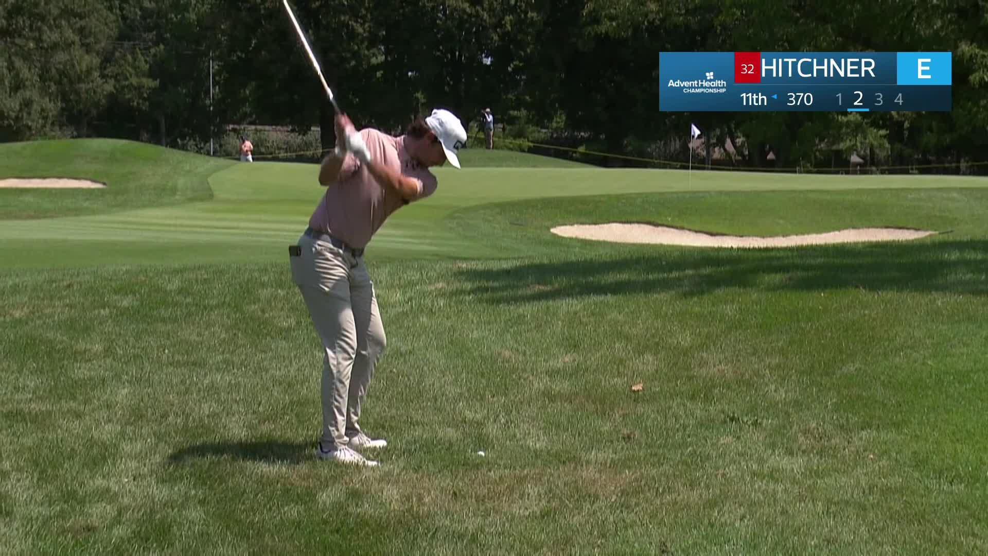 Derek Hitchner sinks a 34-foot birdie putt on No. 11 at AdventHealth