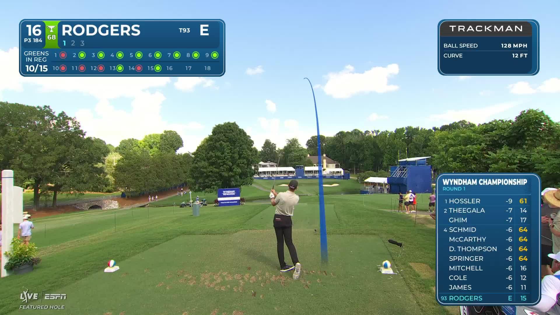 Patrick Rodgers sinks 50-foot birdie putt on No. 16 at Wyndham
