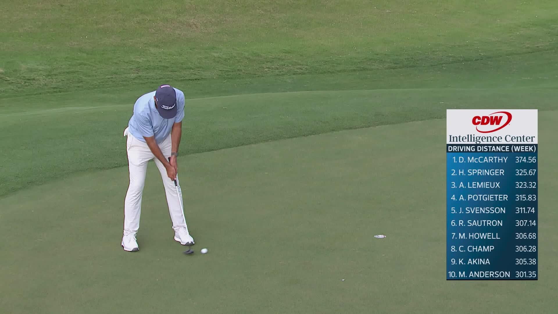 Ben Martin drains 9-foot birdie putt on No. 12 at Butterfield Bermuda