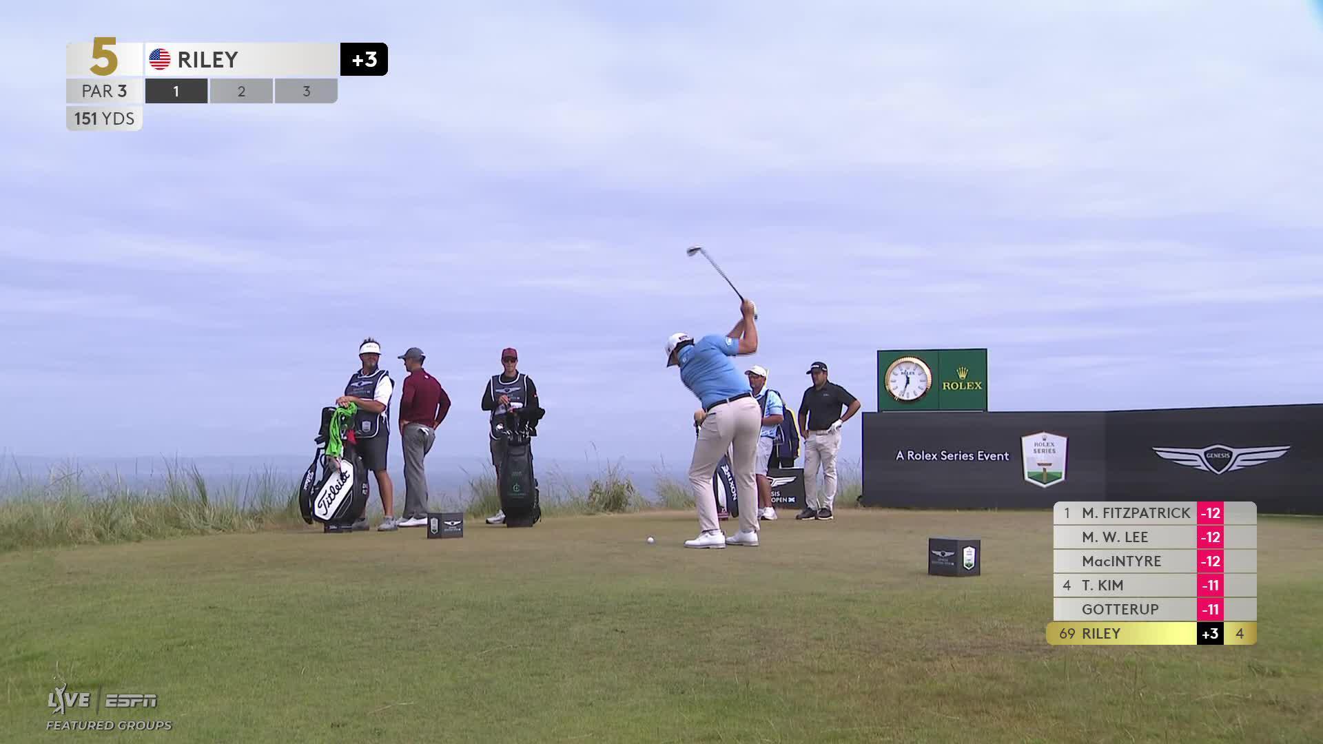 Davis Riley sinks 34-foot putt for birdie on No. 5 at Scottish Open