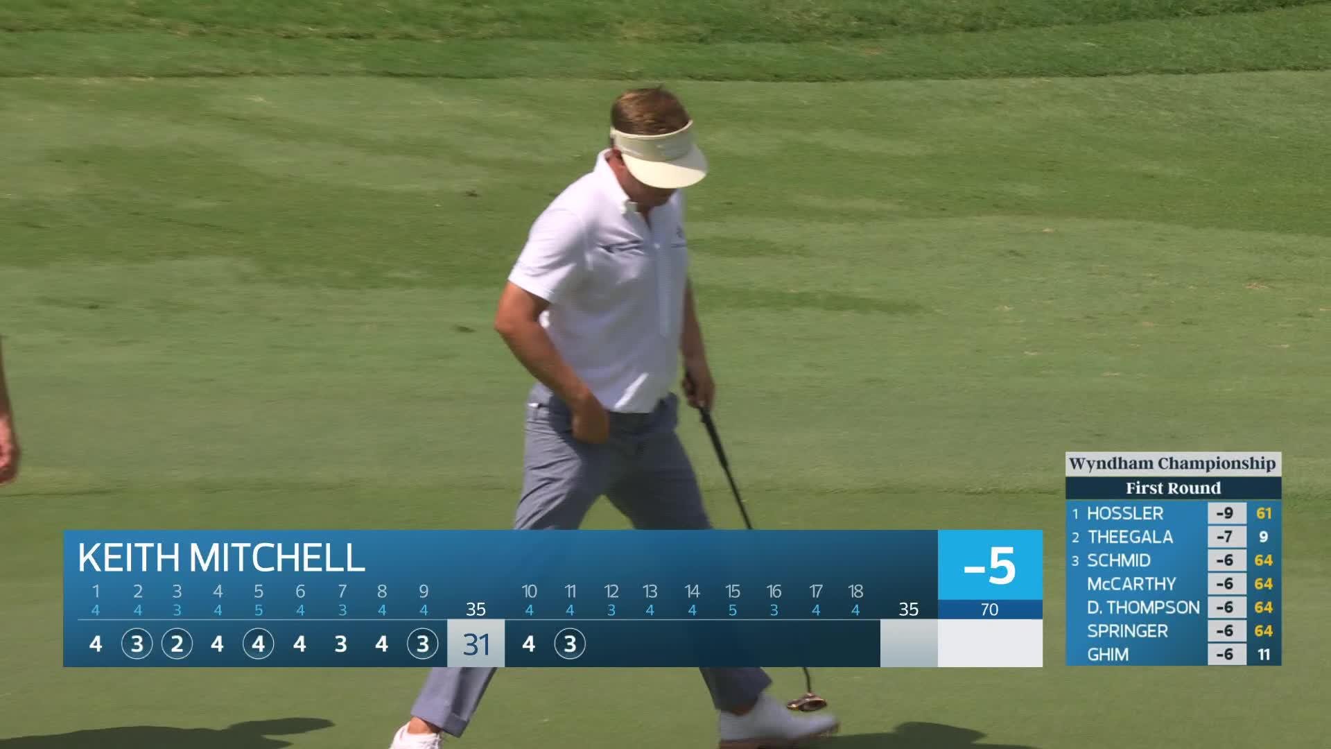 Keith Mitchell sinks 7-foot putt for birdie on No. 11 at Wyndham