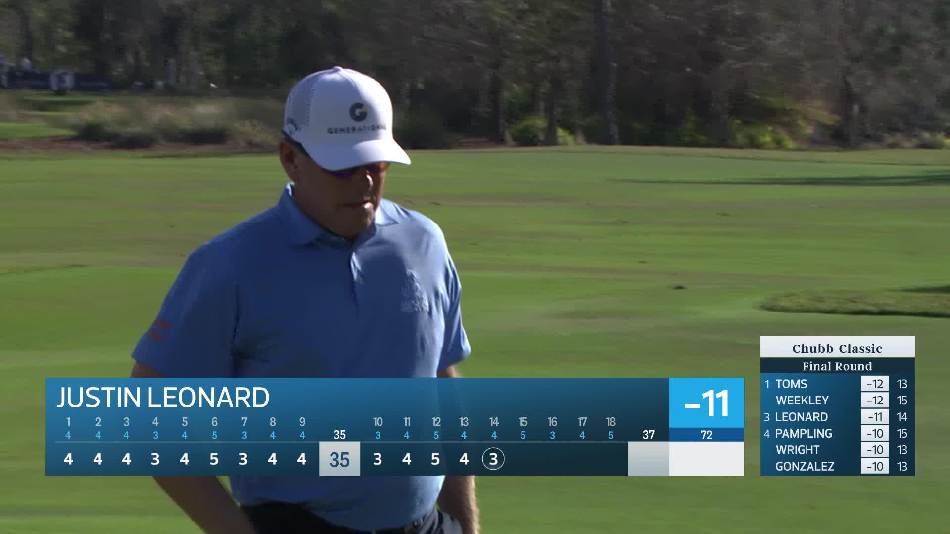 Justin Leonard makes birdie on No. 14 at Chubb Classic