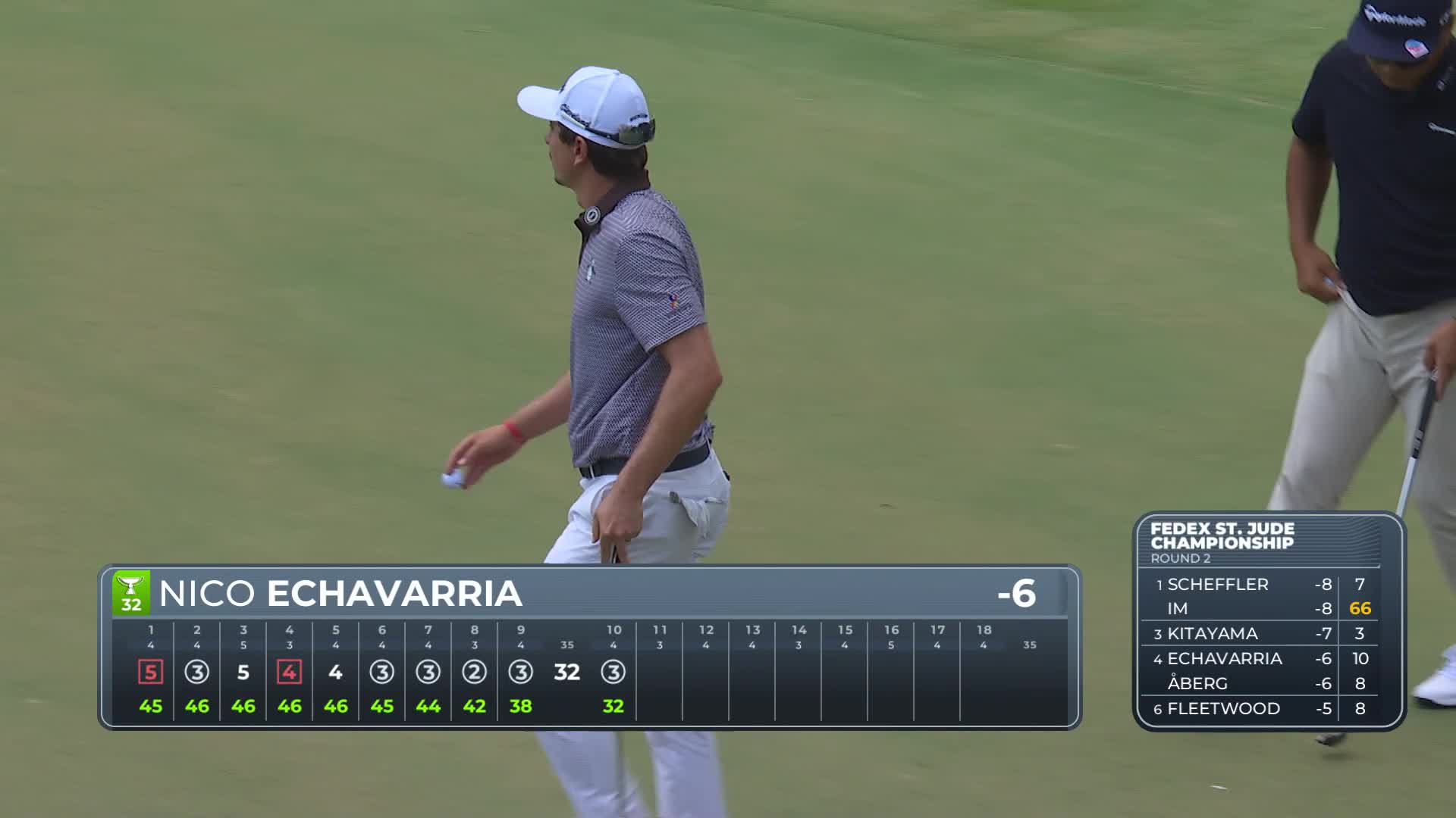 Nico Echavarria sinks 13-foot birdie putt on No. 10 at FedEx St. Jude