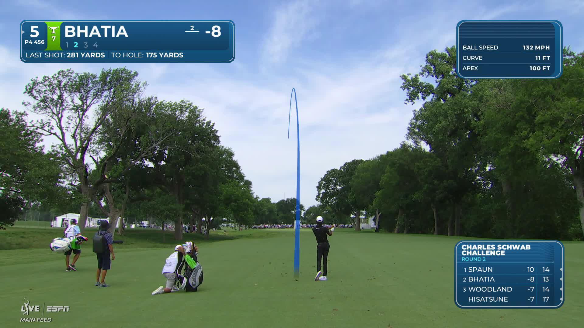 Akshay Bhatia's 178-yard approach sets up birdie on No. 5 at Charles Schwab