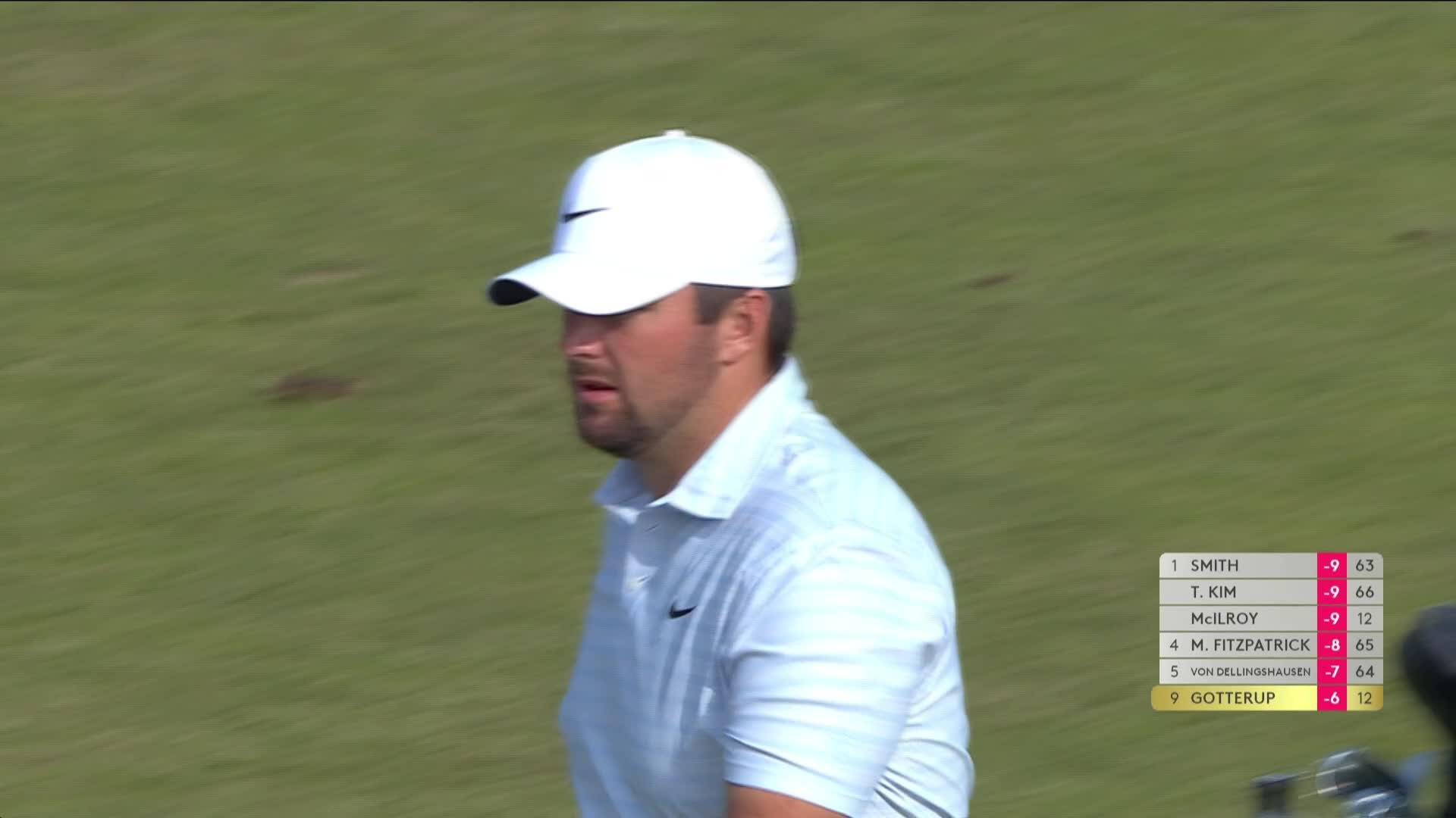 Chris Gotterup gets up-and-down from 85 yards for birdie on No. 13 at Genesis Scottish Open