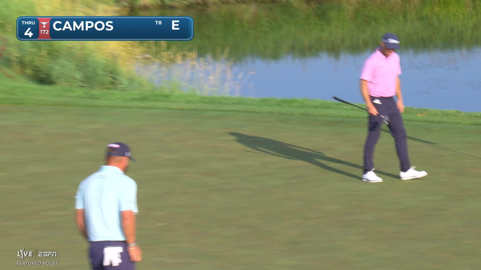Rafael Campos sinks 44-foot birdie putt on No. 4 at 3M Open