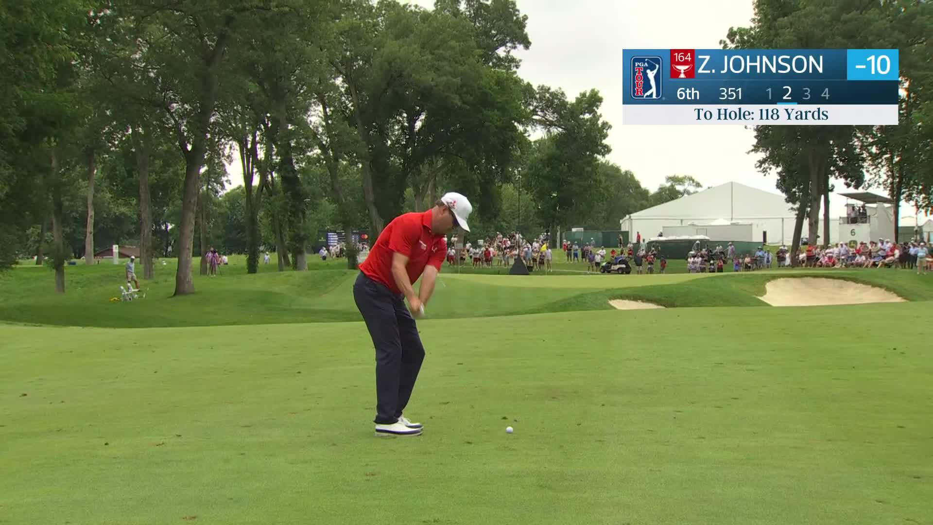 Zach Johnson gets up-and-down from 117 yards for birdie on No. 6 at John Deere