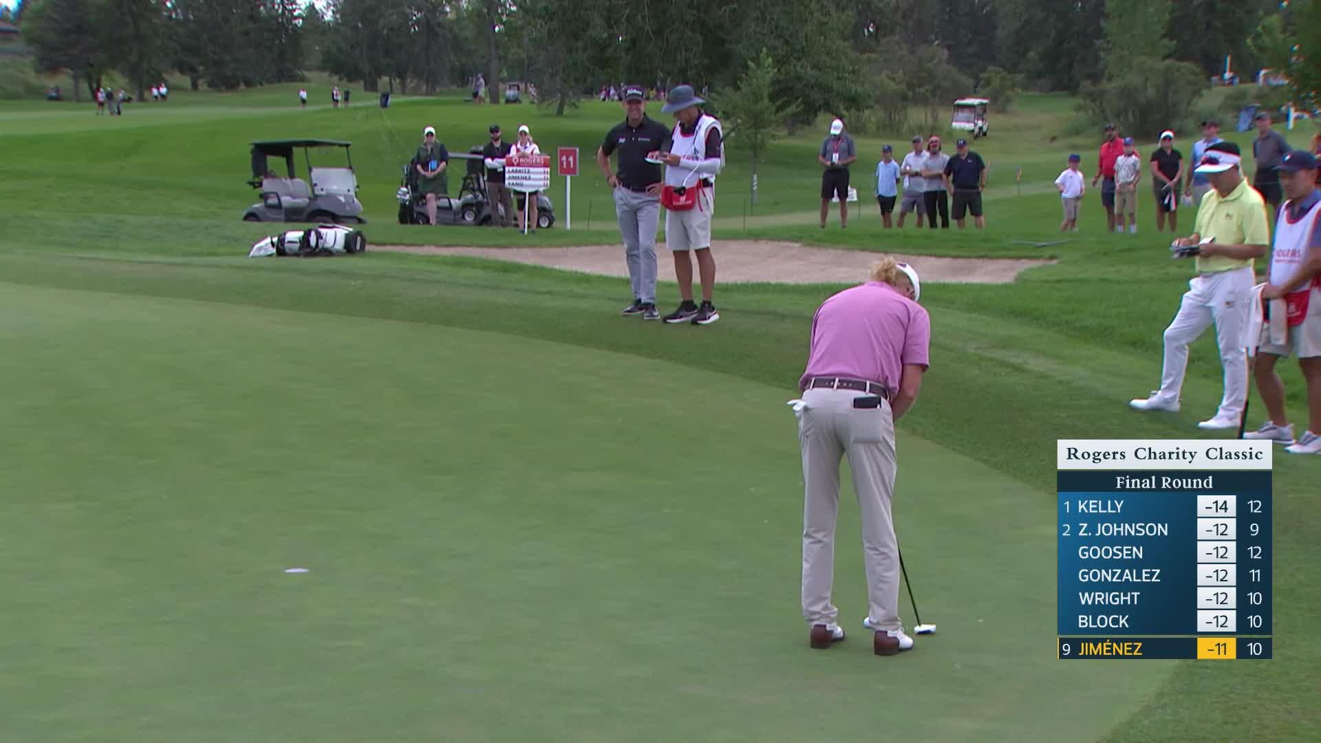 Miguel Angel Jiménez makes birdie on No. 11 at Rogers Charity Classic