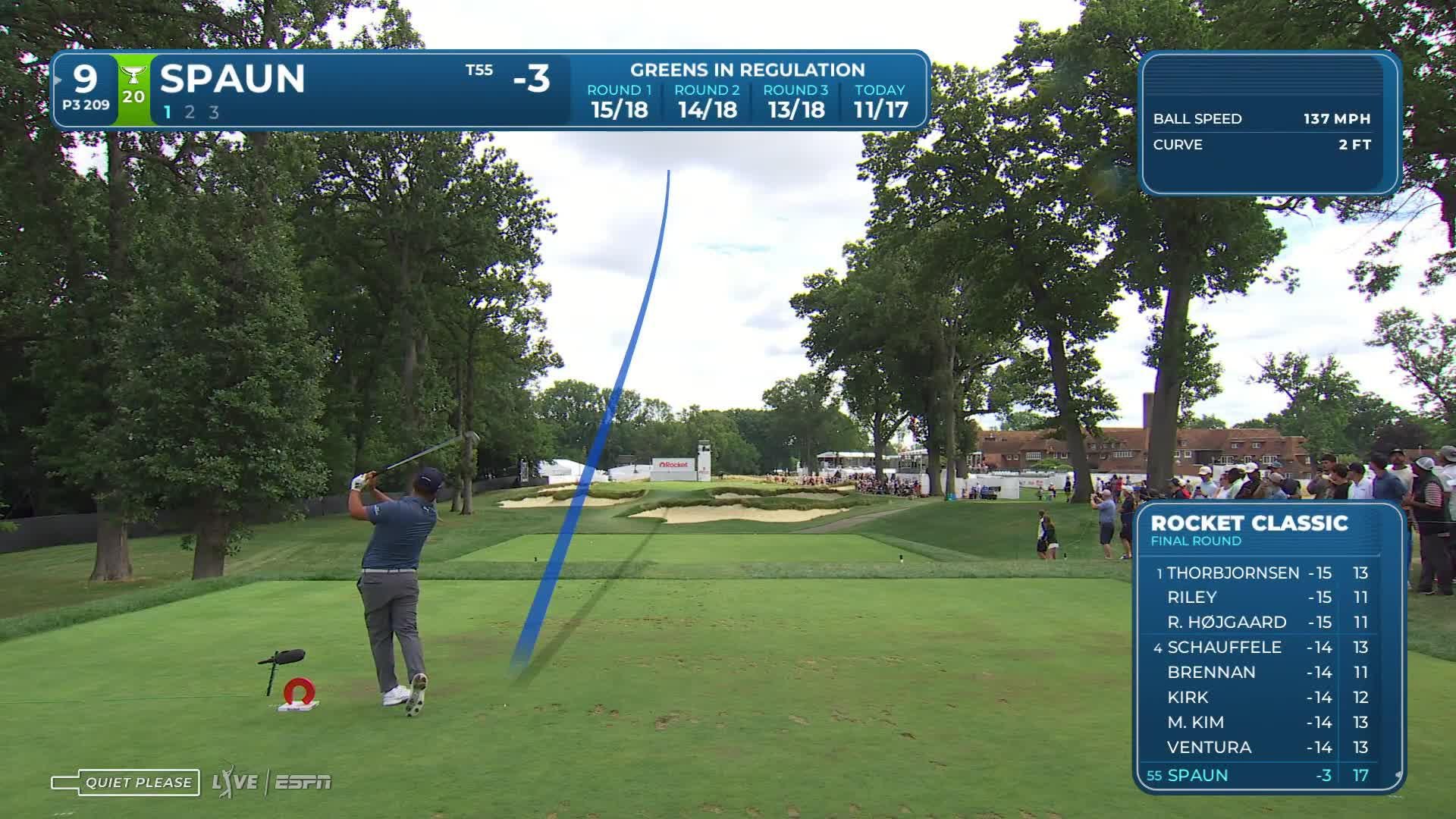 J.J. Spaun makes 17-foot birdie putt on No. 9 at Rocket Classic