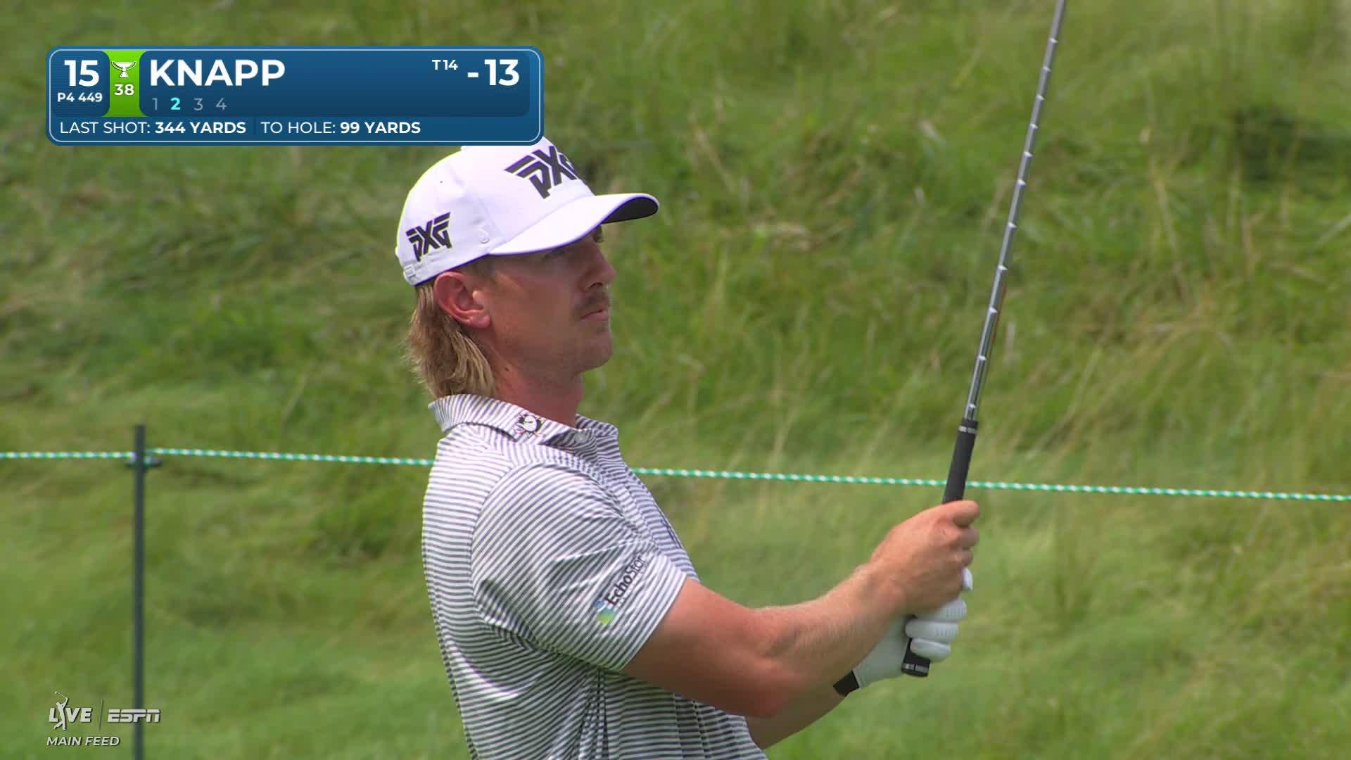 Jake Knapp gets up-and-down from 99 yards for birdie on No. 15 at 3M Open