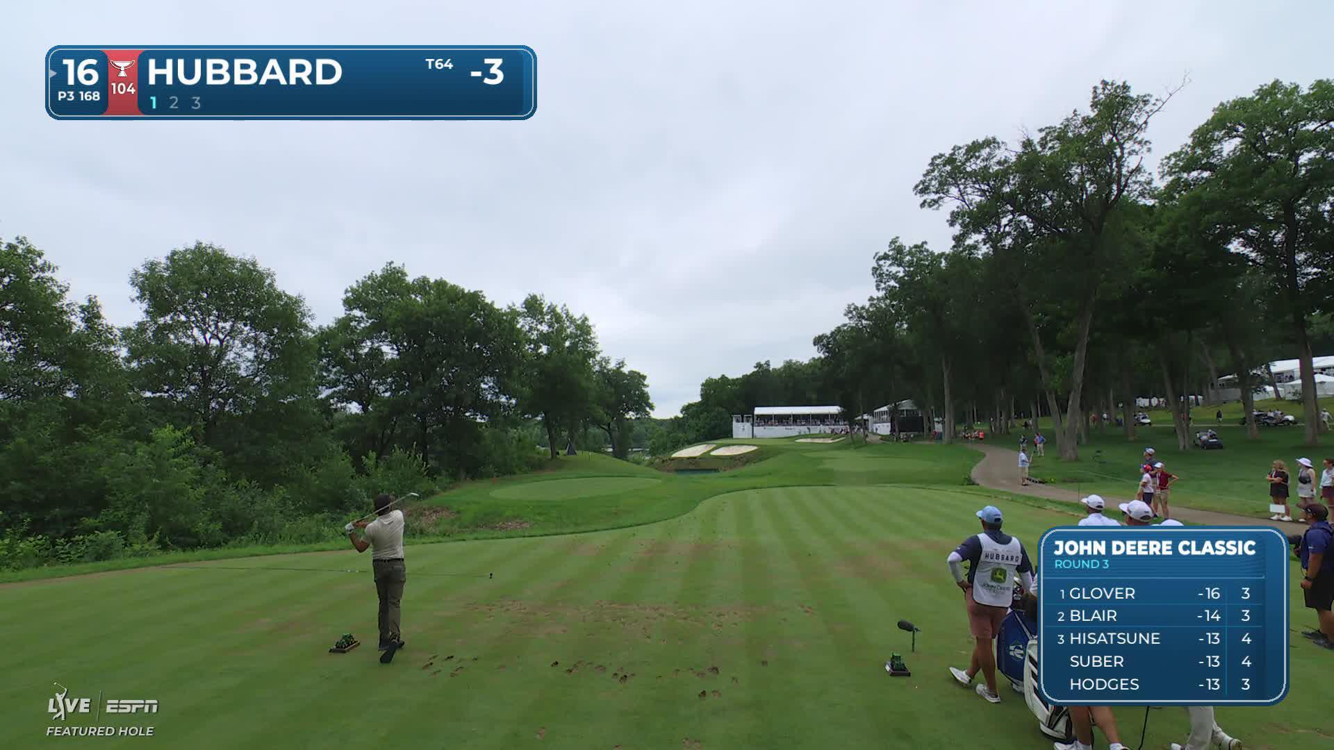 Mark Hubbard sinks 17-foot birdie putt on No. 16 at John Deere