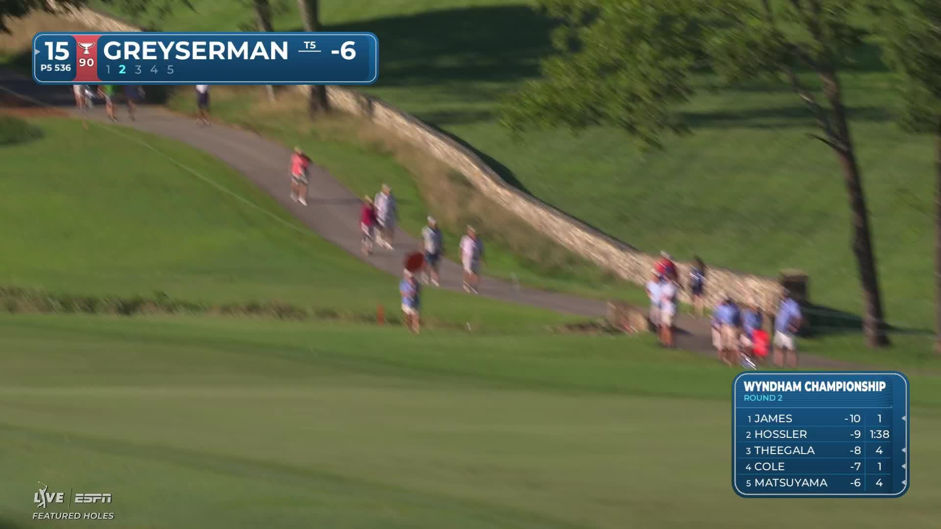 Max Greyserman's 143-yard approach sets up birdie on No. 15 at Wyndham