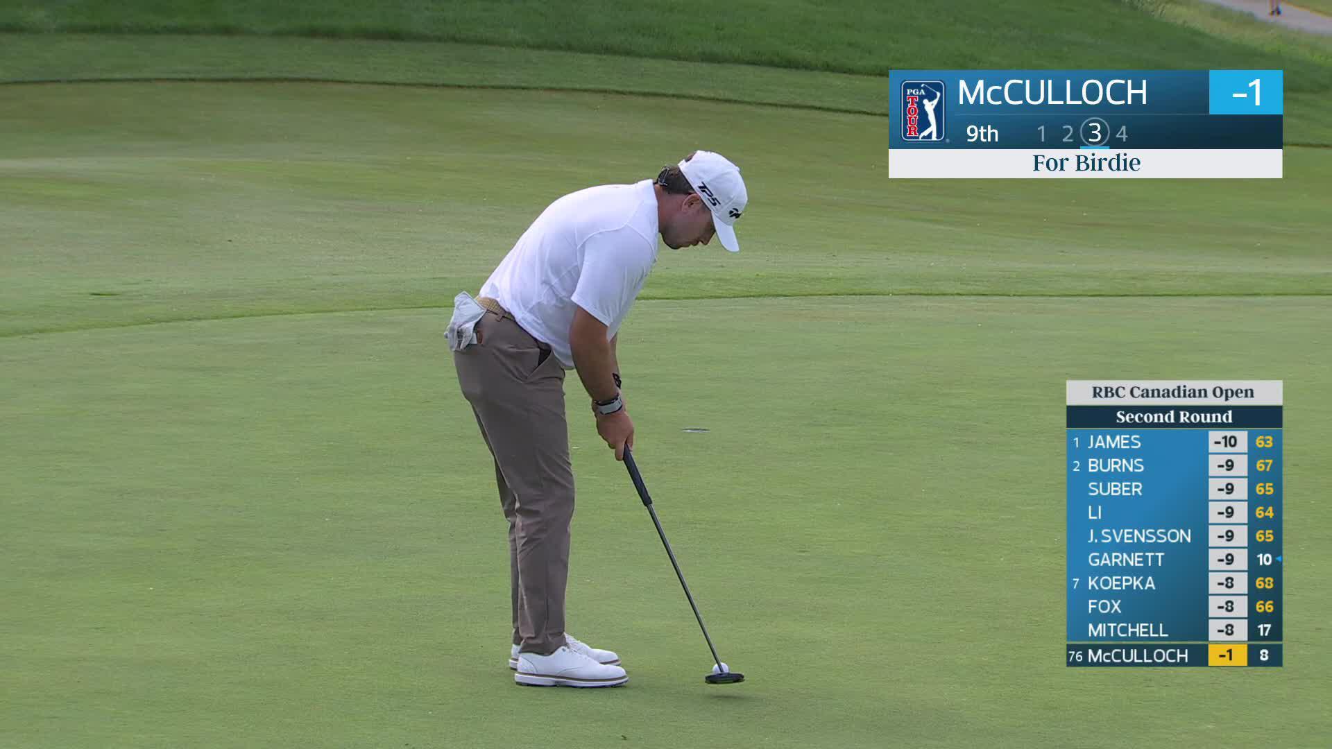 Ashton McCulloch sinks 22-foot birdie putt on No. 9 at RBC Canadian