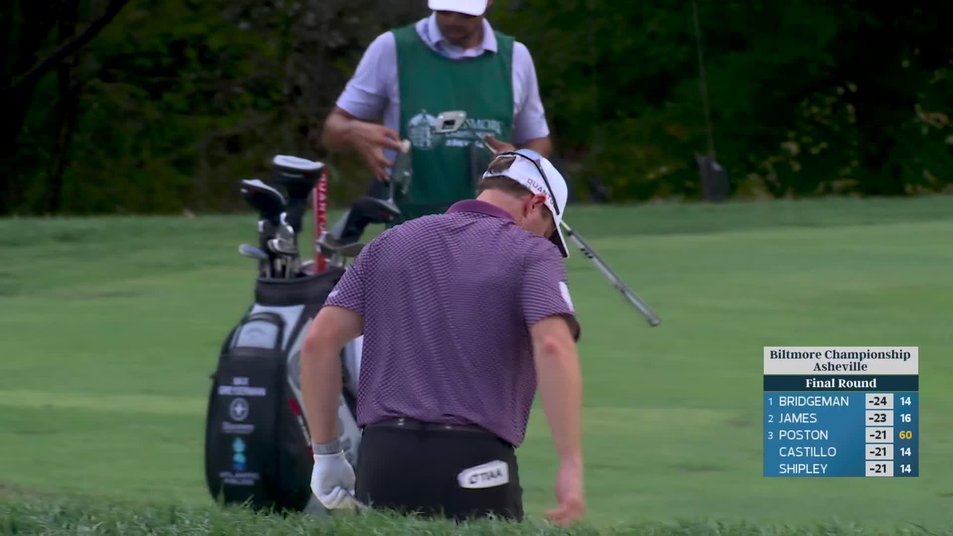Max Greyserman drains 6-foot putt for birdie on No. 15 at Biltmore