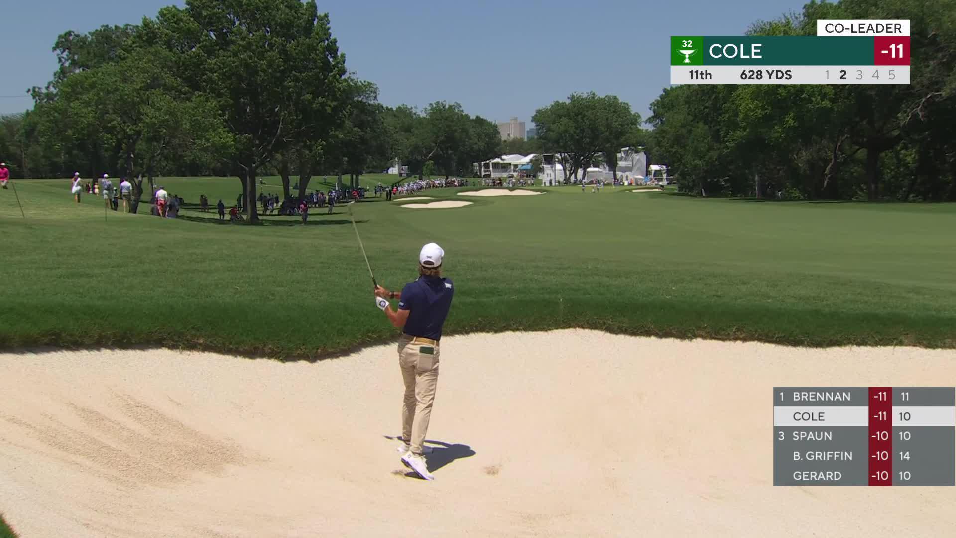 Eric Cole sinks 24-foot birdie putt on No. 11 at Charles Schwab