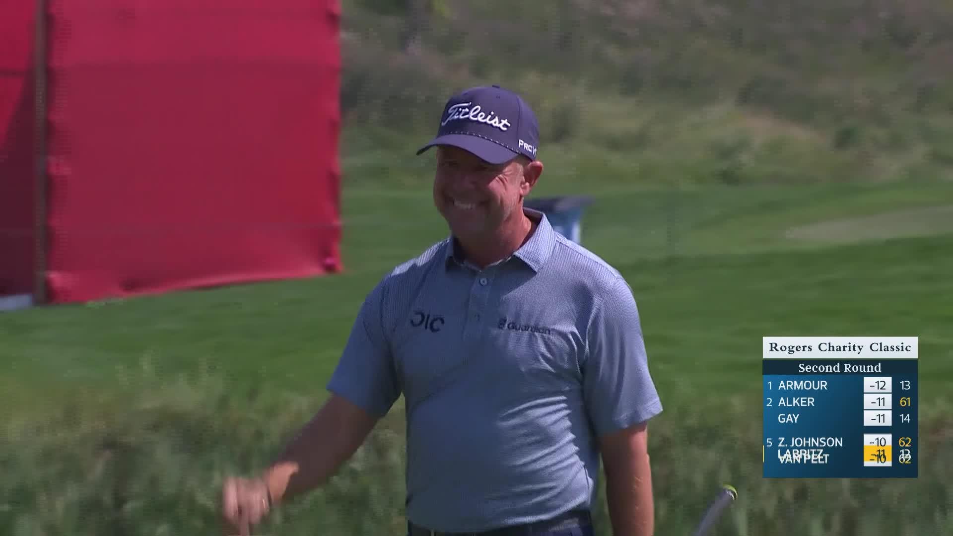Rob Labritz makes birdie putt on No. 12 at Rogers Charity Classic