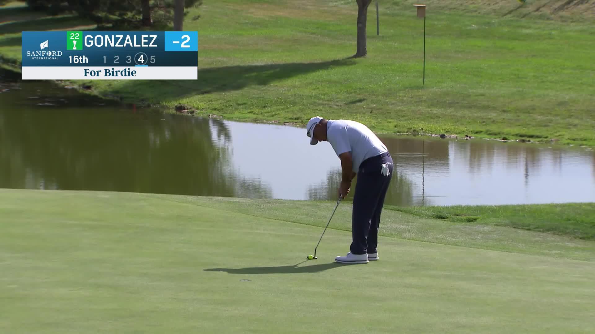 Ricardo Gonzalez makes birdie on No. 16 at Sanford International