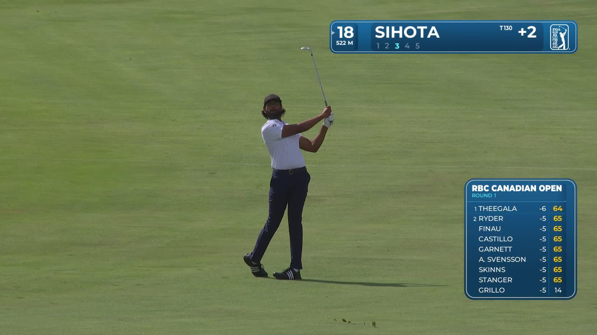 Jeevan Sihota's 88-yard approach sets up birdie on No. 18 at RBC Canadian
