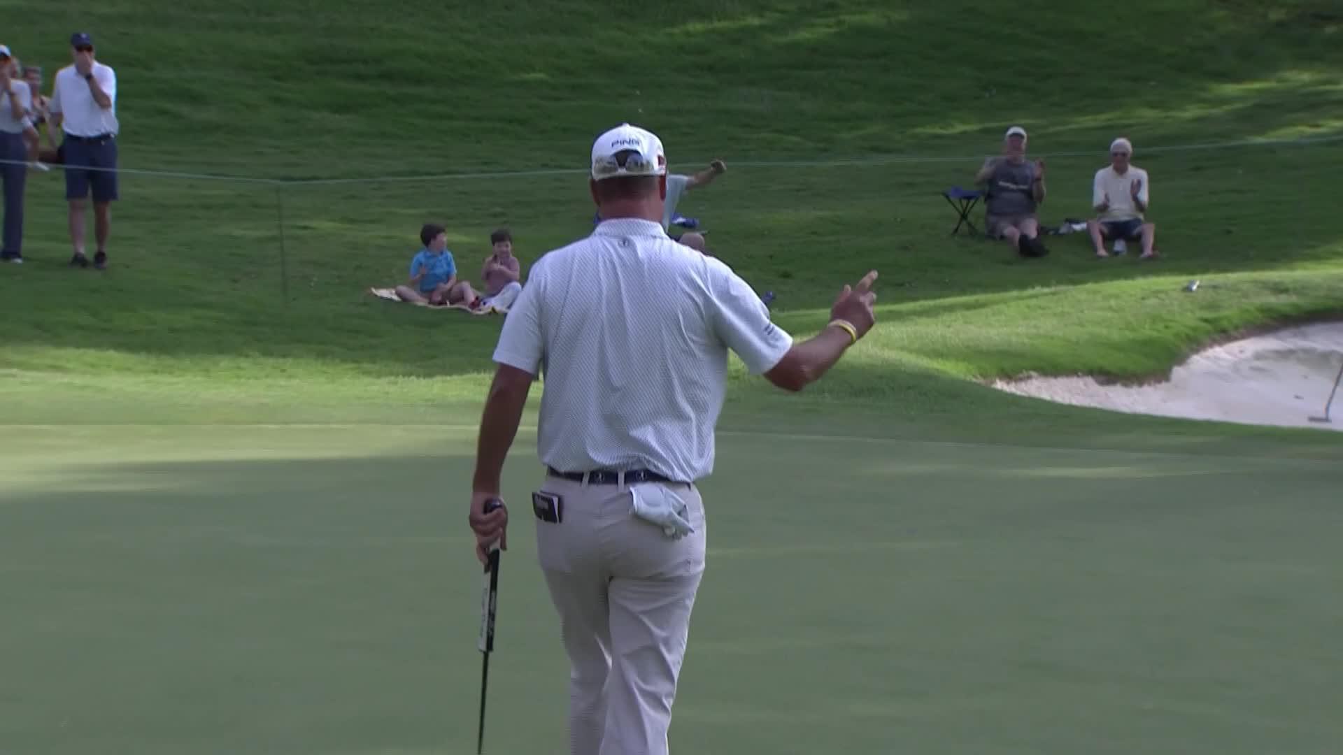 Chris DiMarco makes birdie putt on No. 9 at Regions Tradition