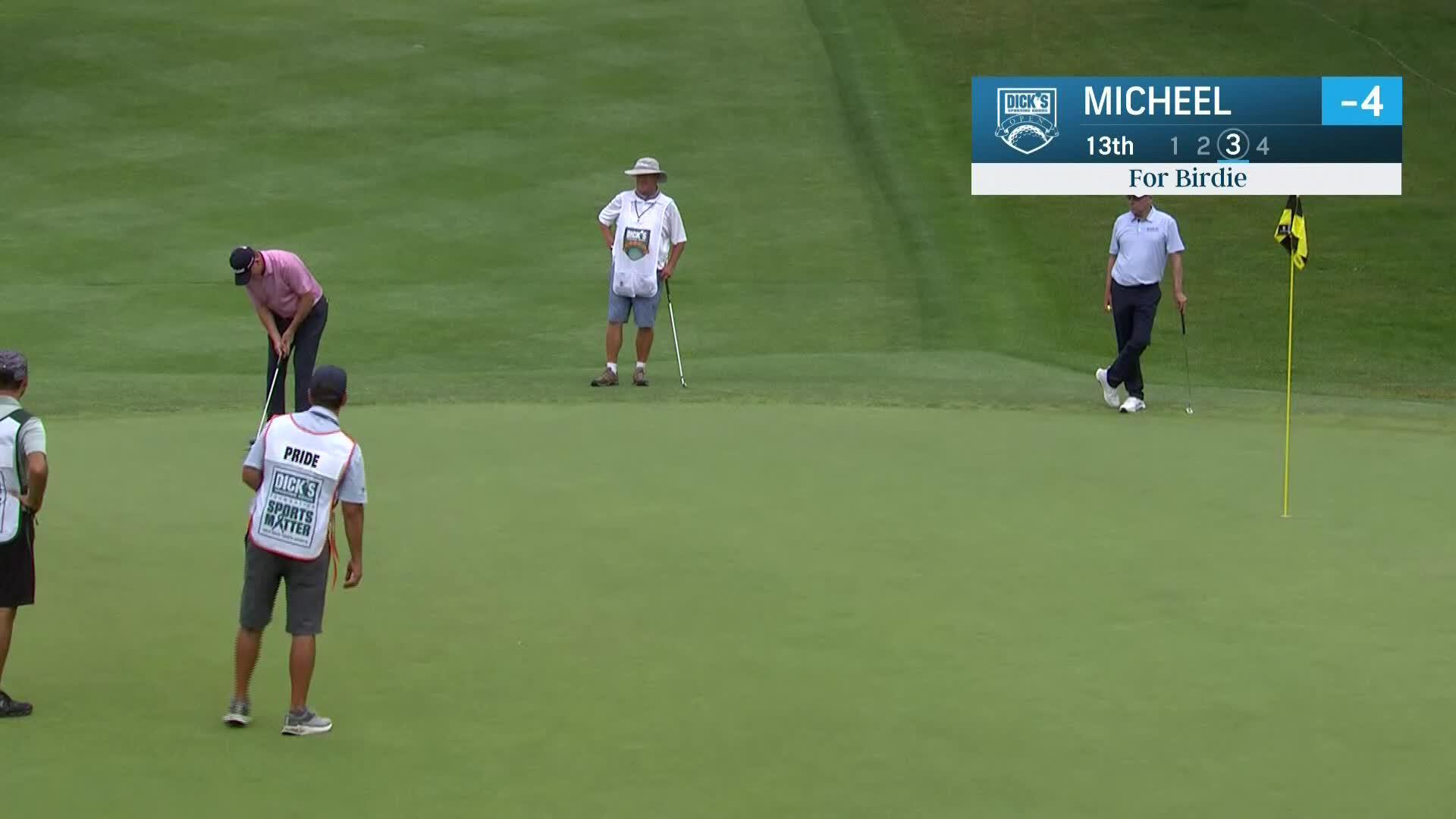 Shaun Micheel sinks a long birdie on No. 13 at DICK'S