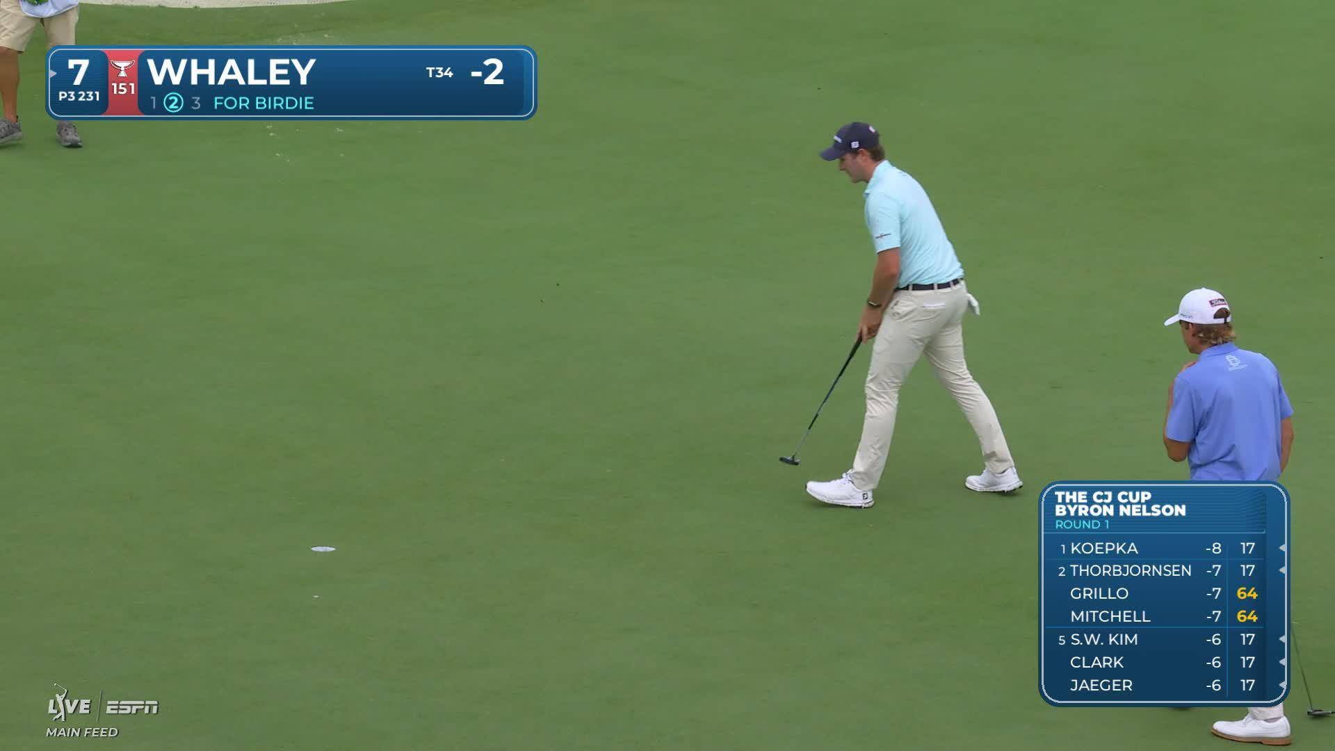 Vince Whaley makes birdie on No. 7 at THE CJ CUP
