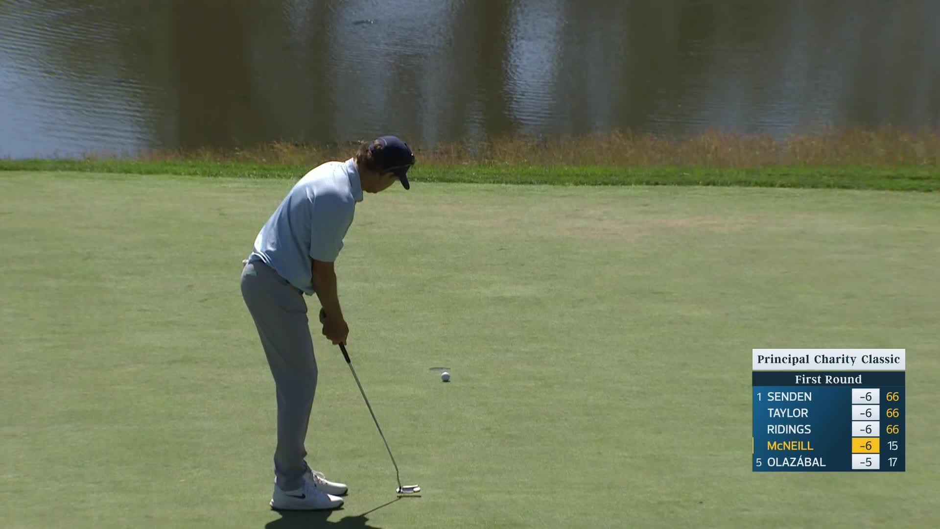 George McNeill makes birdie on No. 16 at Principal Charity Classic