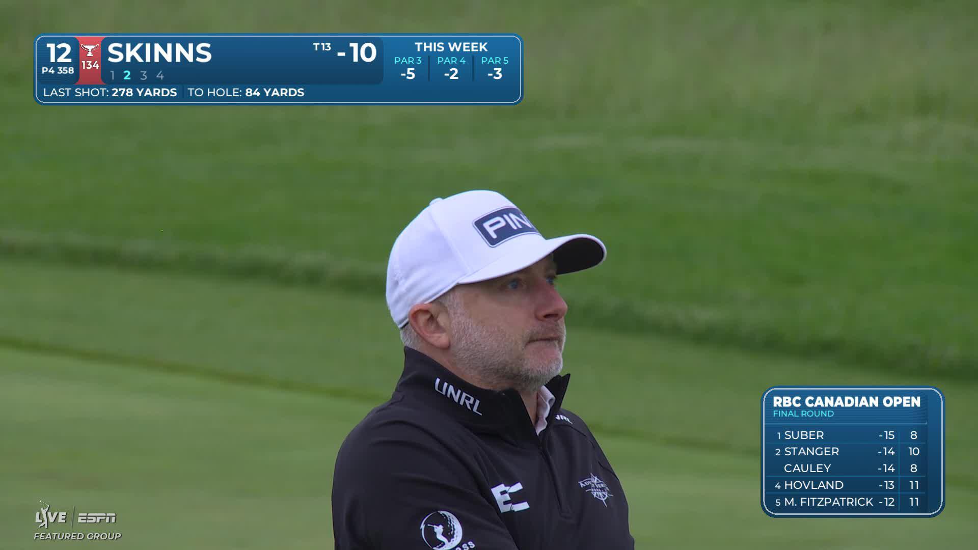 David Skinns's 81-yard approach sets up birdie on No. 12 at RBC Canadian