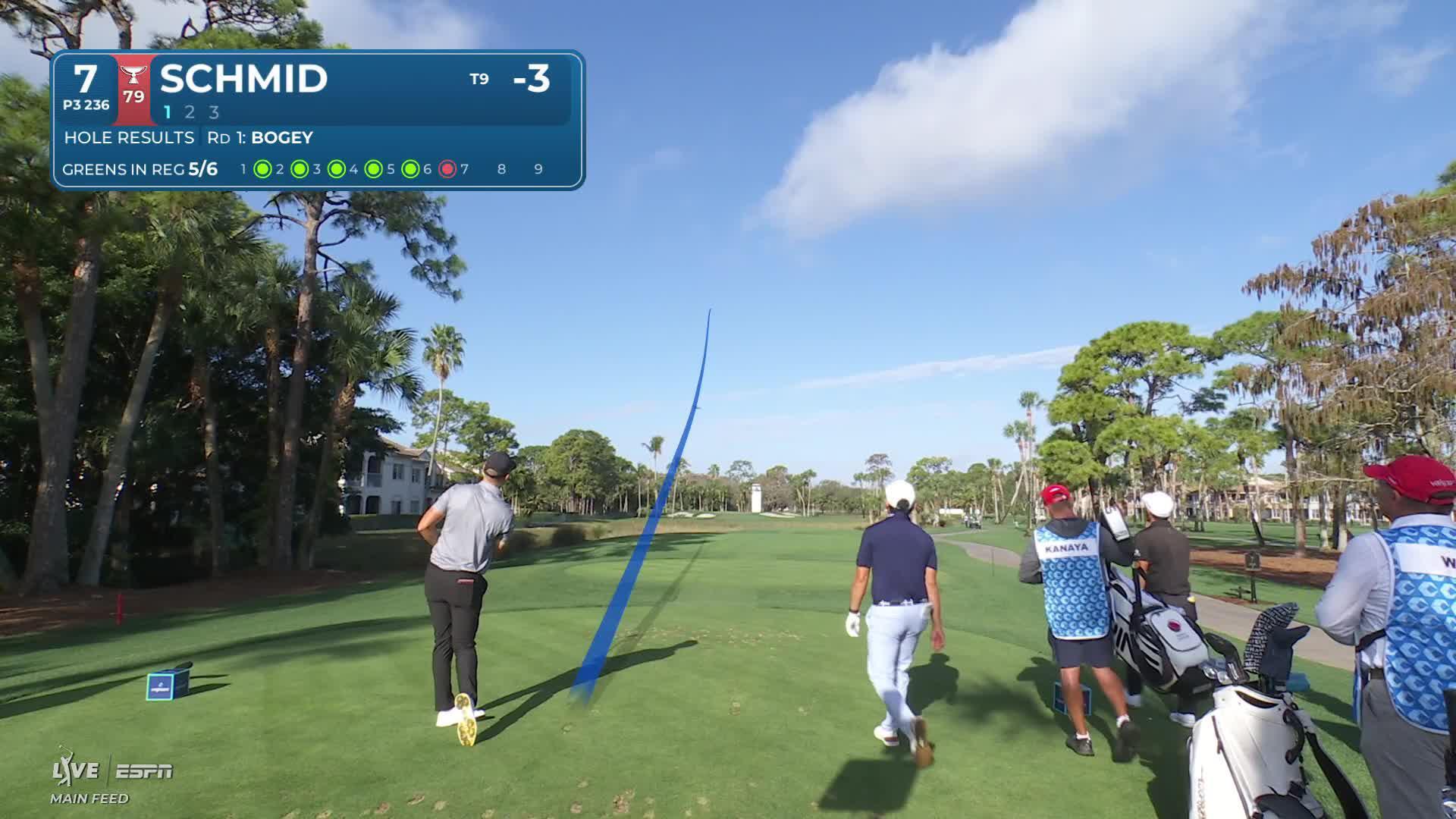 Matti Schmid drives 236 yards to 6 feet, sets up birdie on No. 7 at Cognizant Classic