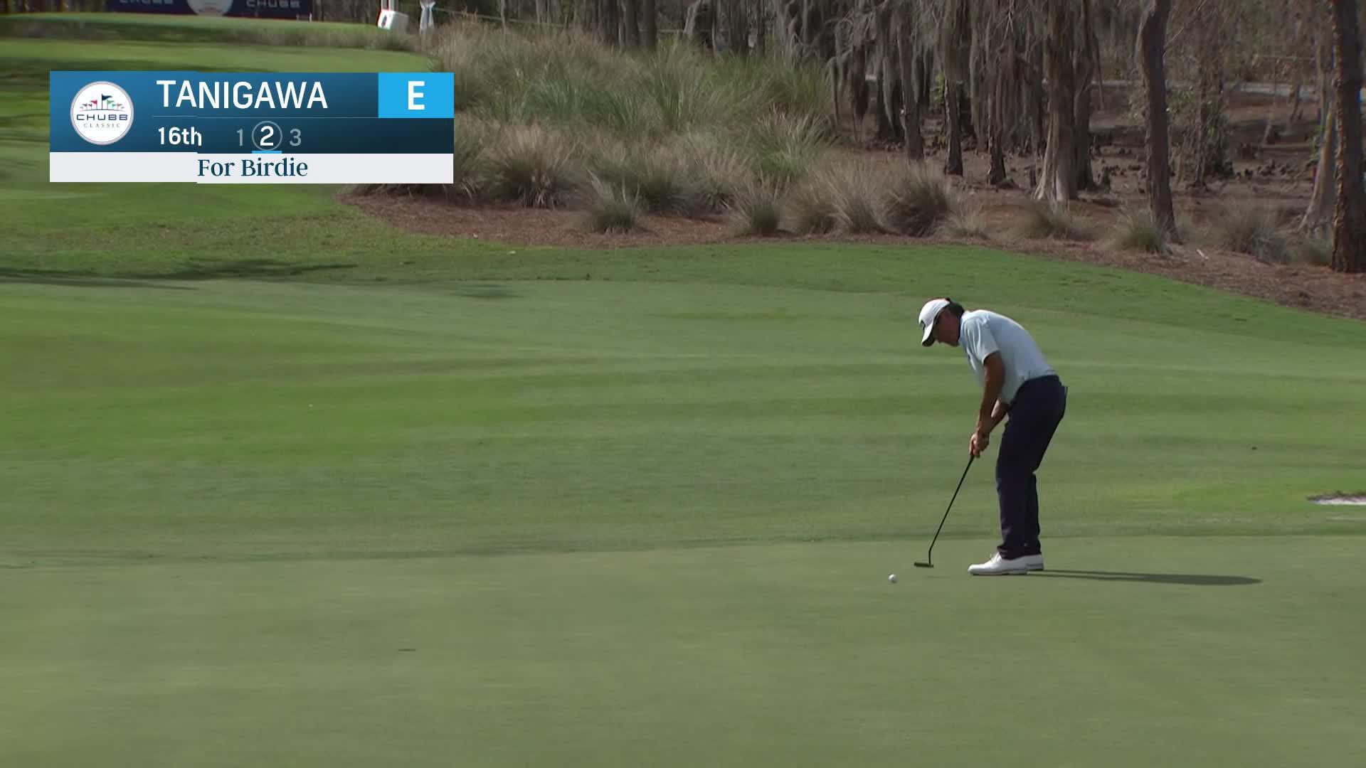 Ken Tanigawa makes birdie putt on No. 16 at Chubb Classic
