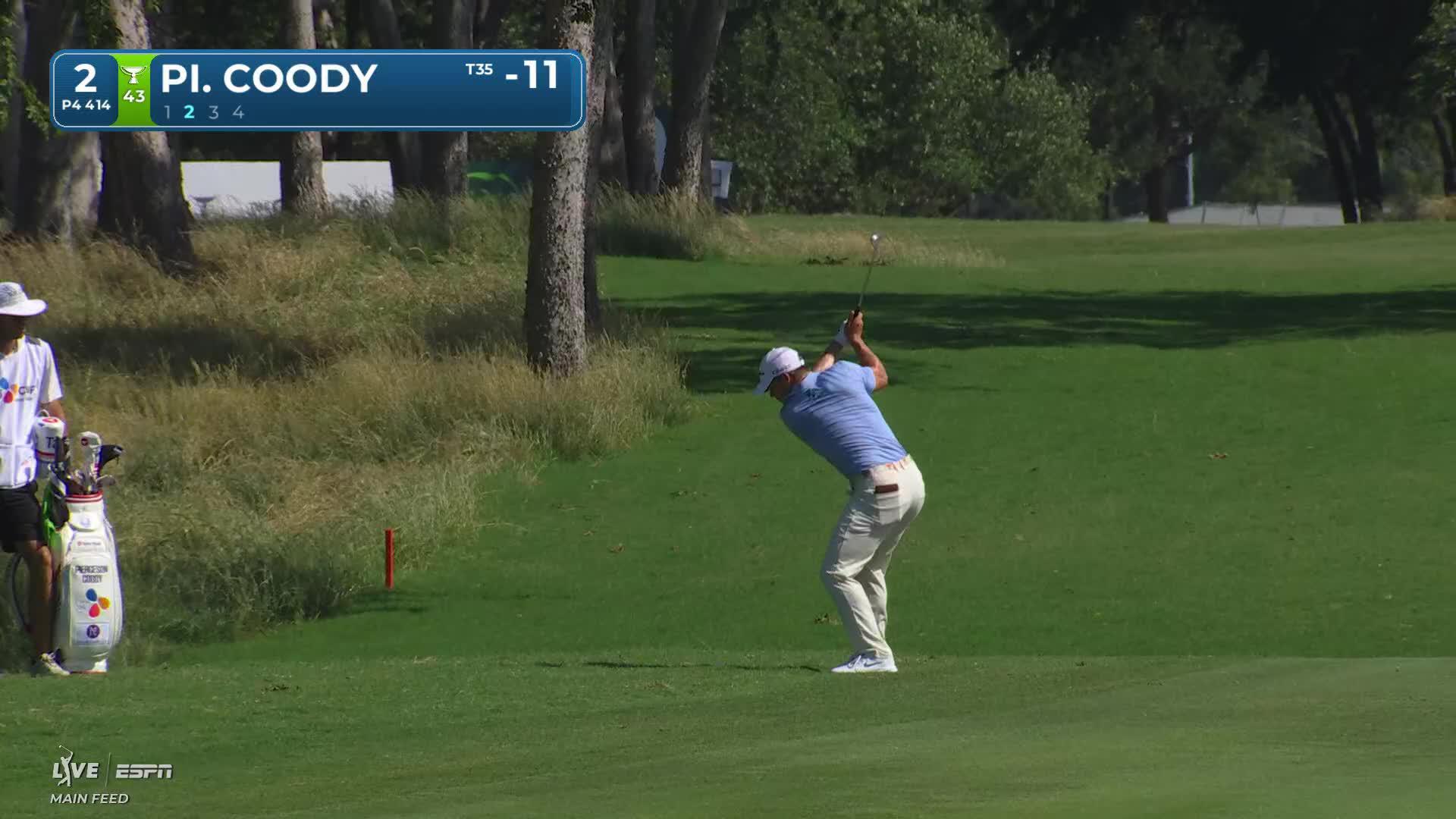 Pierceson Coody gets up-and-down from 107 yards for birdie on No. 2 at THE CJ CUP