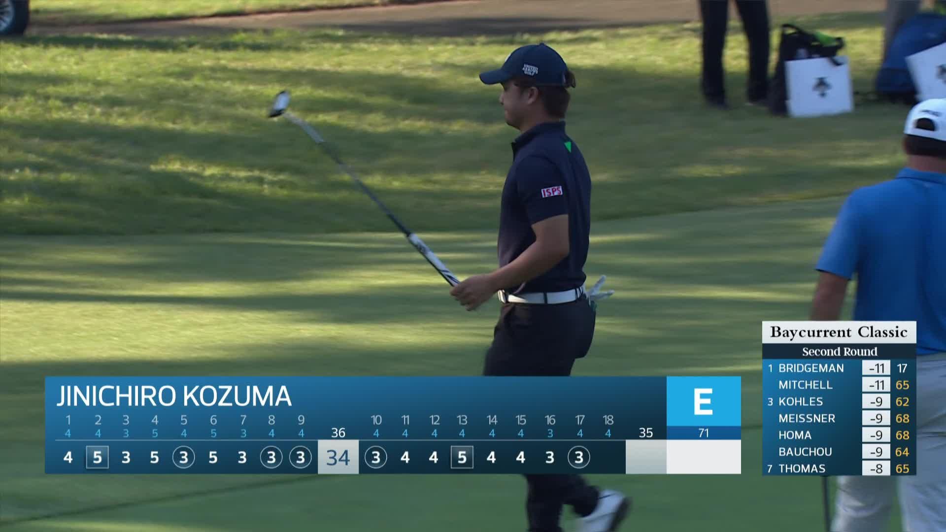 Jinichiro Kozuma sinks 10-foot birdie putt on No. 17 at Baycurrent