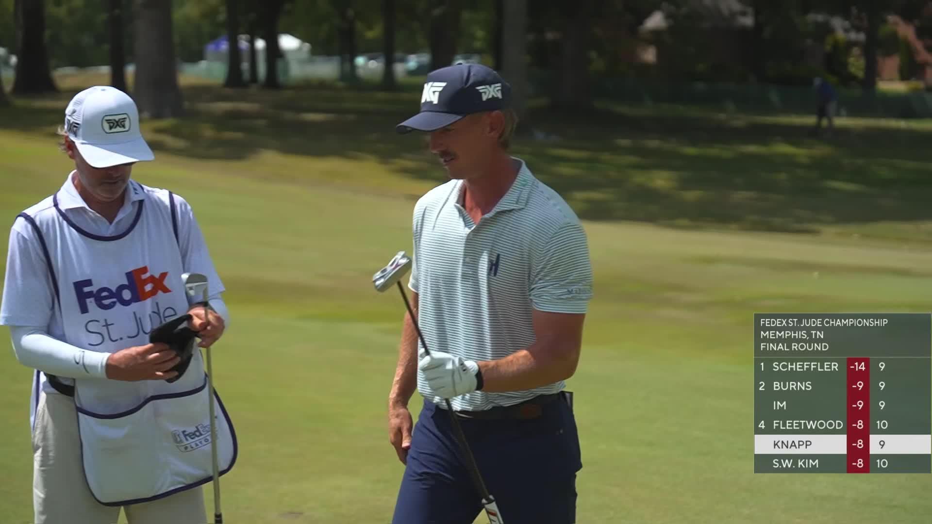 Jake Knapp gets up-and-down from 178 yards for birdie on No. 10 at FedEx St. Jude