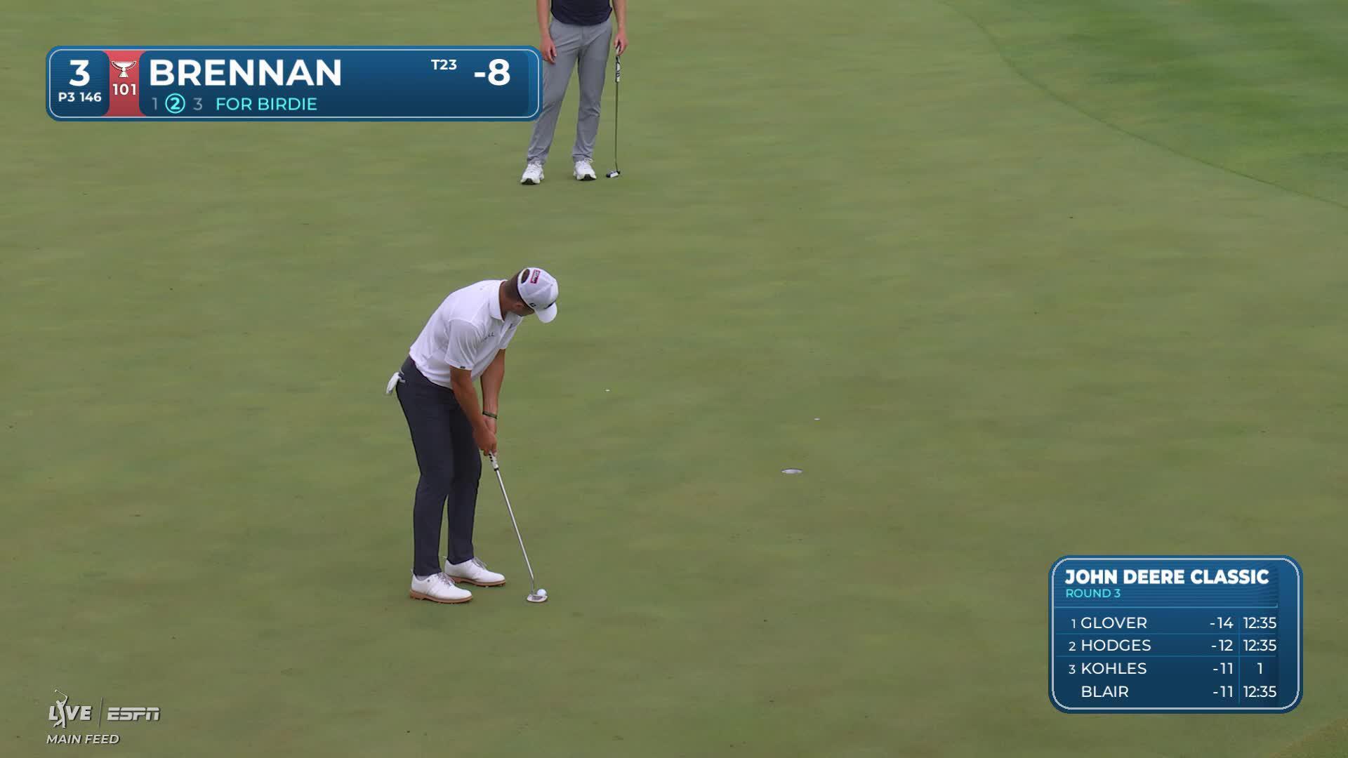 Michael Brennan hits tee shot to 9 feet, sets up birdie on No. 3 at John Deere
