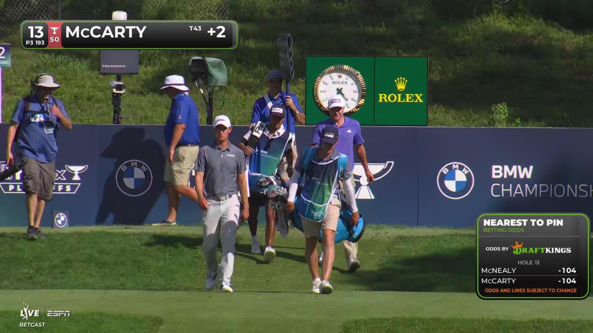 Matt McCarty drains 15-foot putt for birdie on No. 13 at BMW Championship