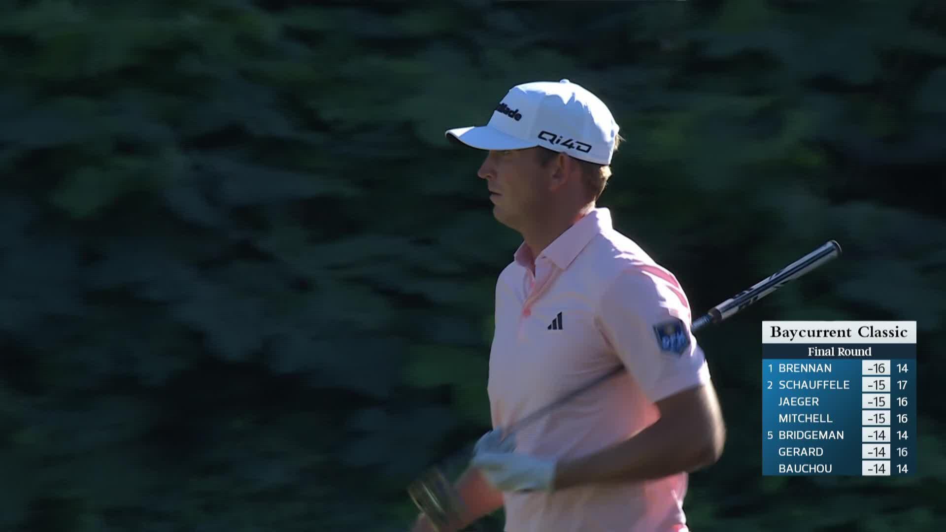 Jacob Bridgeman's 91-yard approach sets up birdie on No. 15 at Baycurrent