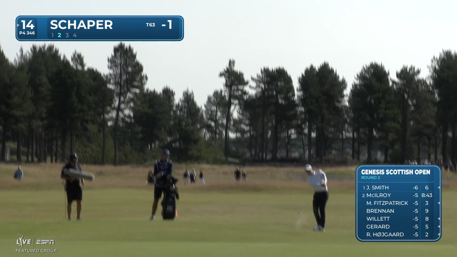 Jayden Schaper drains 17-inch putt for birdie on No. 14 at Genesis Scottish Open